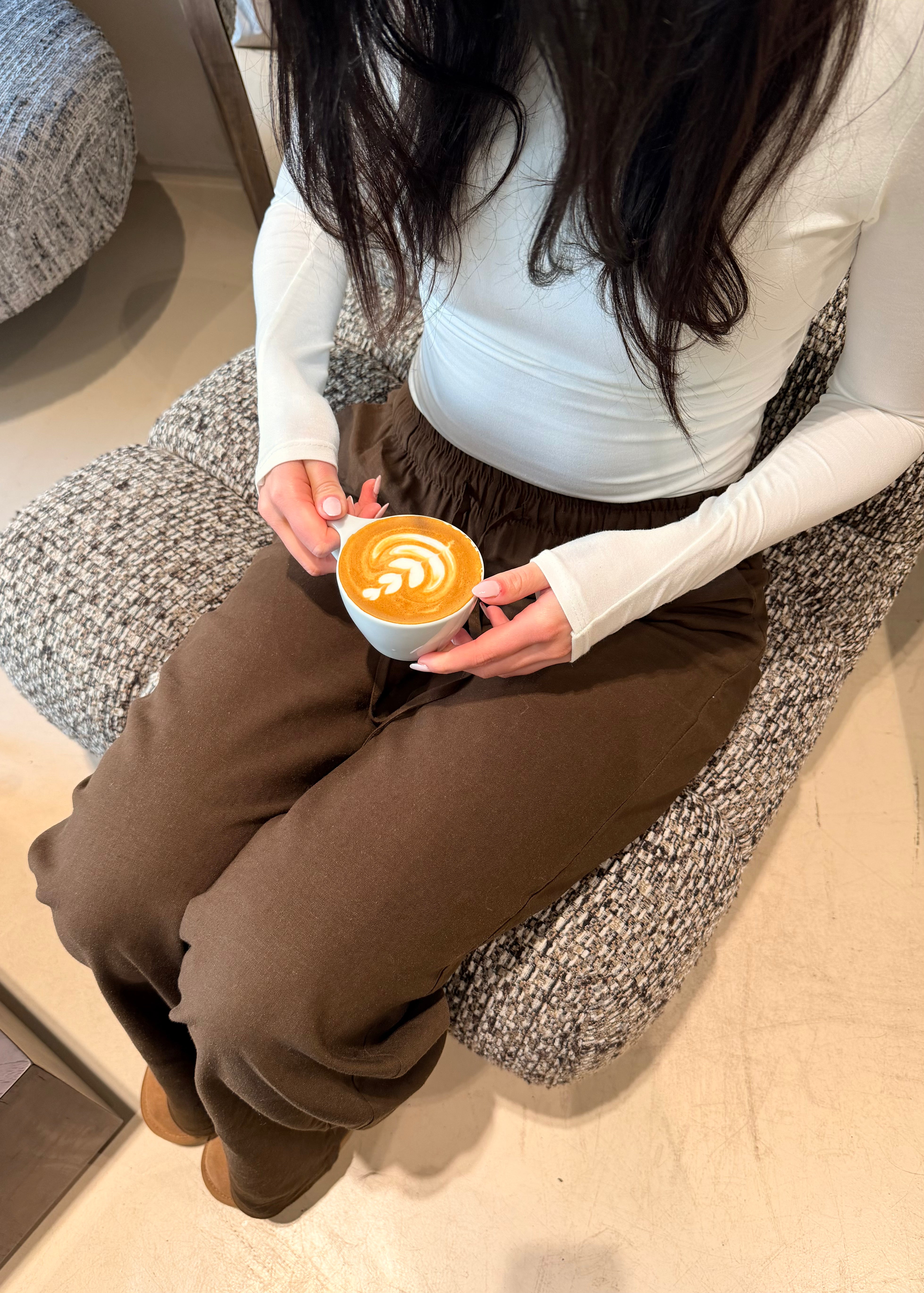 Low waist linnen pants (tall) brown