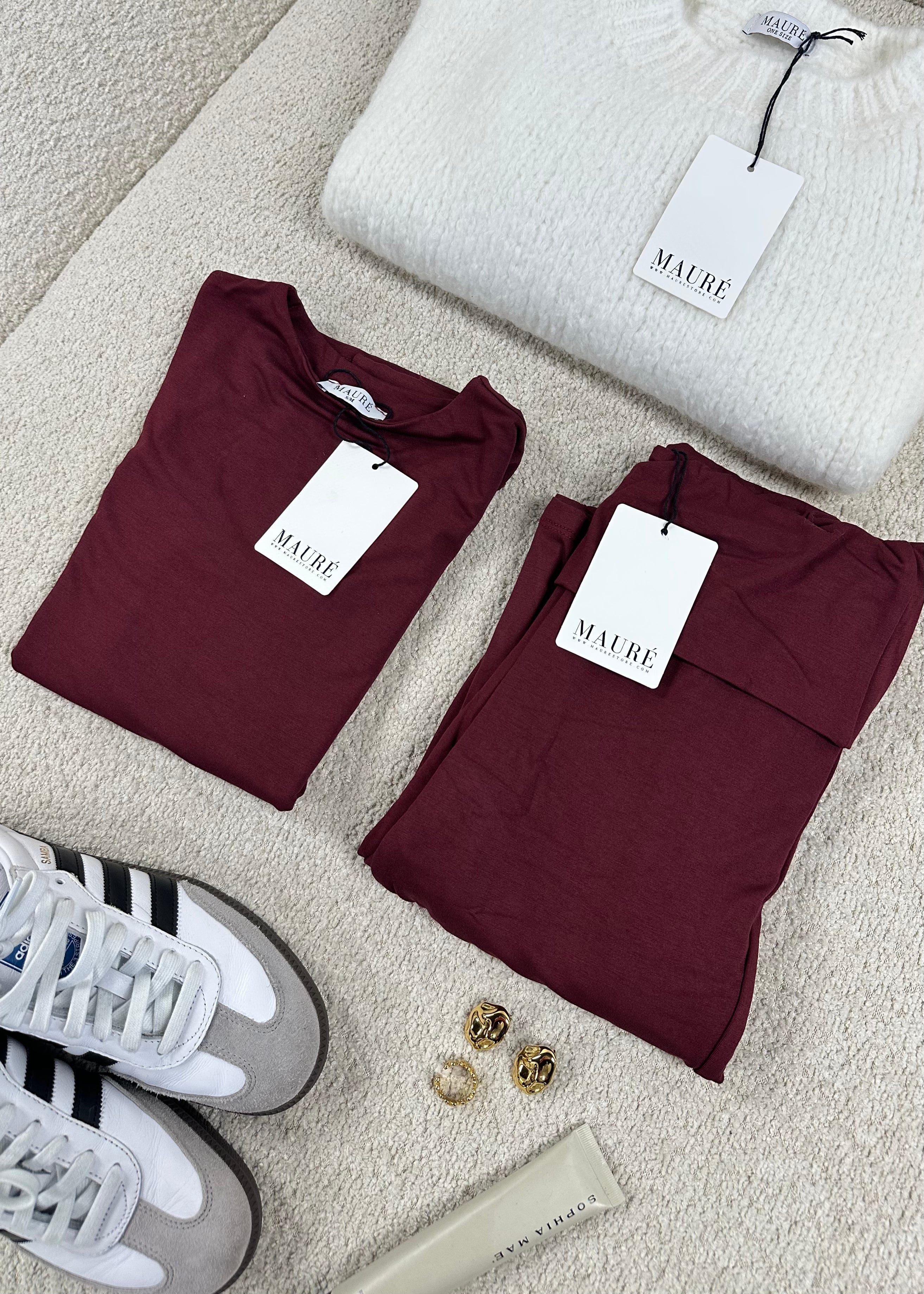 Fold-over flared pants bordeaux (tall)