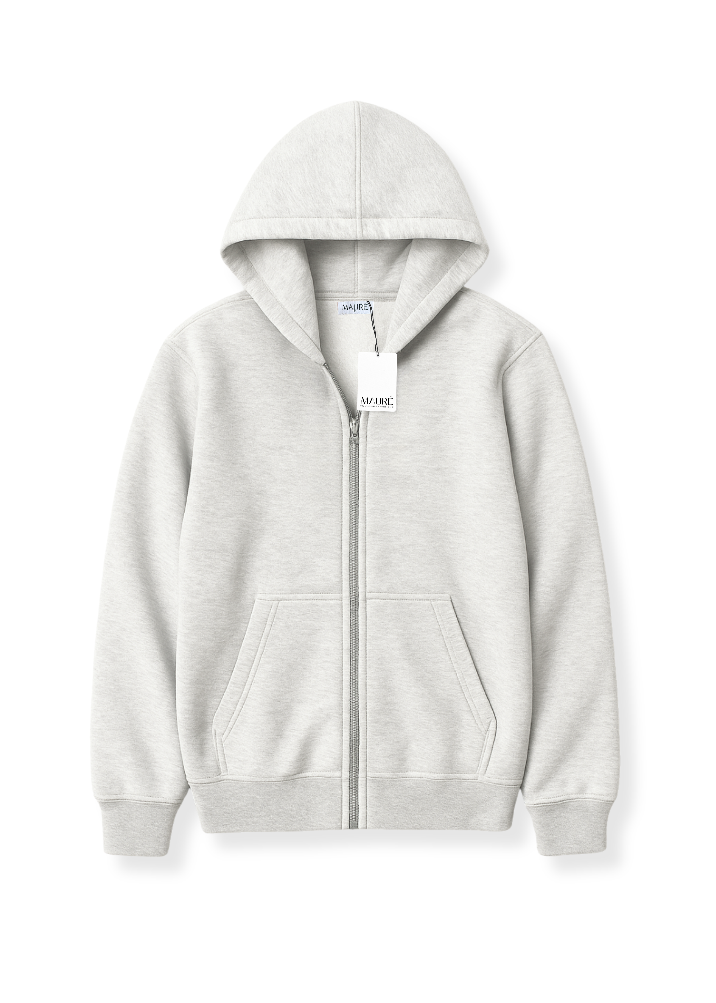 Basic zip hoodie light grey melange (tall)