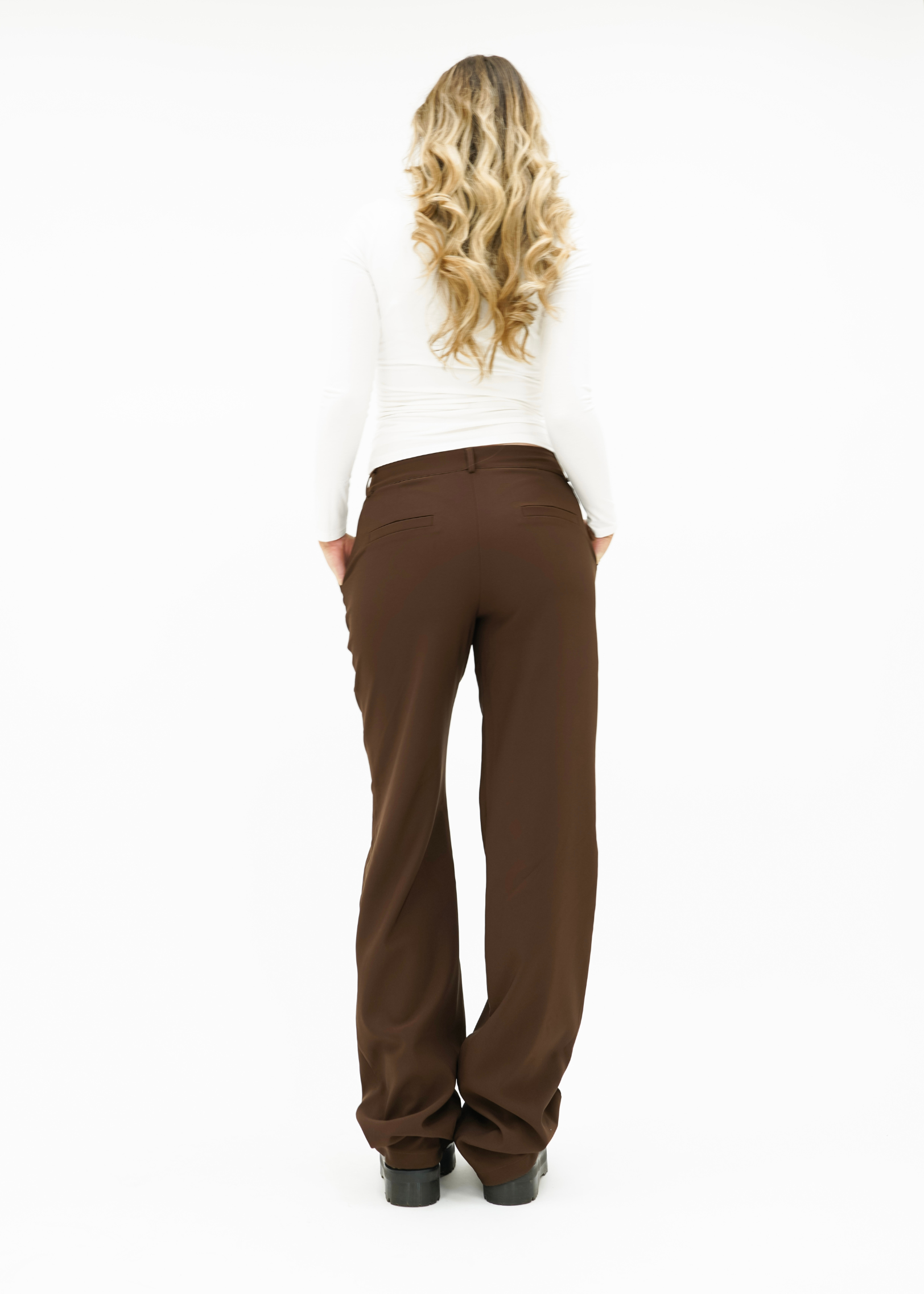 Low/mid waist wide leg pants casual chocolate brown (tall)
