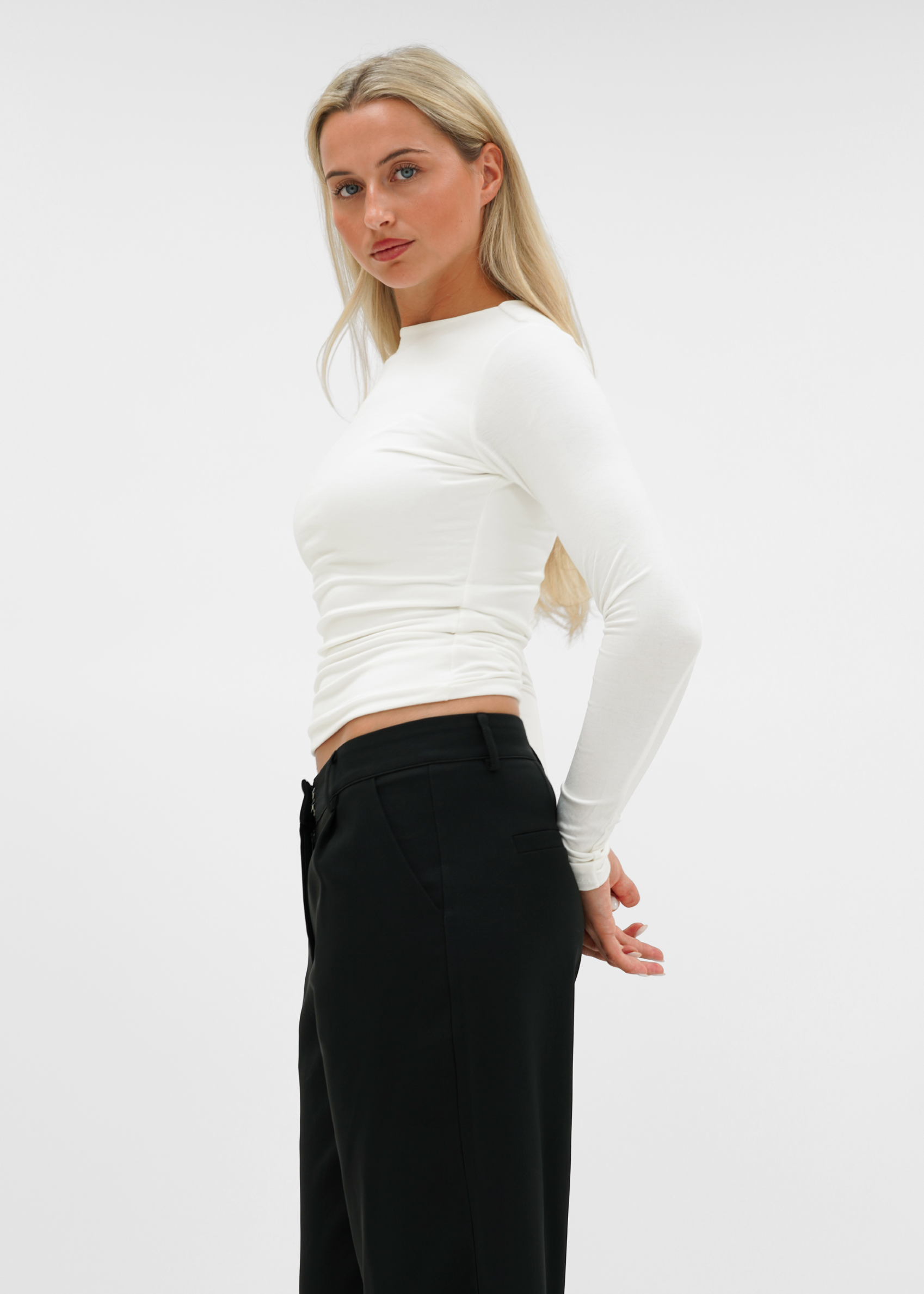 Low/mid waist wide leg pants casual black (tall)