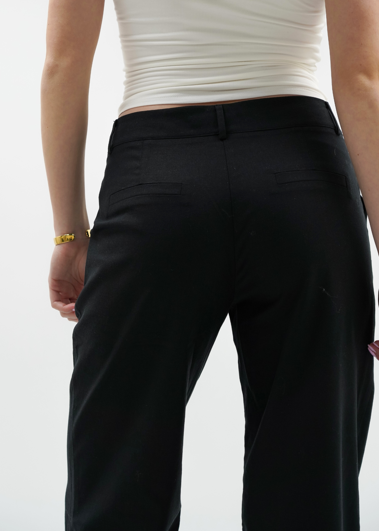 Low/mid waist linnen pants casual (tall) black