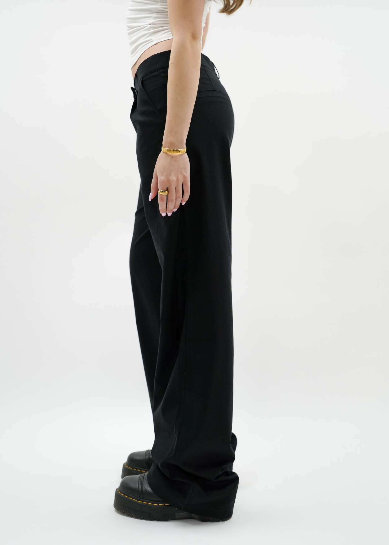 Low/mid waist linnen pants casual (tall) black