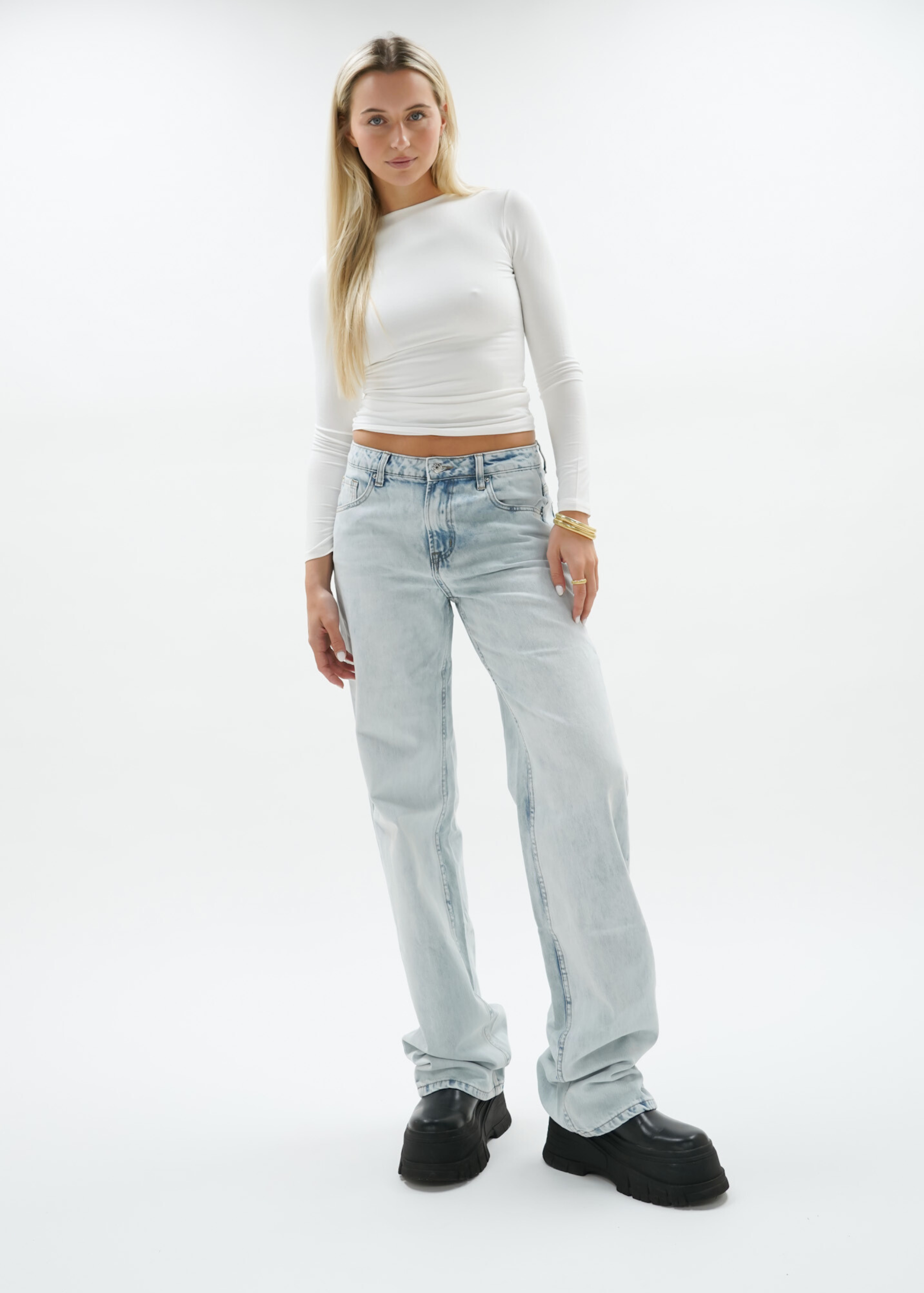 Jean taille basse bleu clair délavé (TALL)