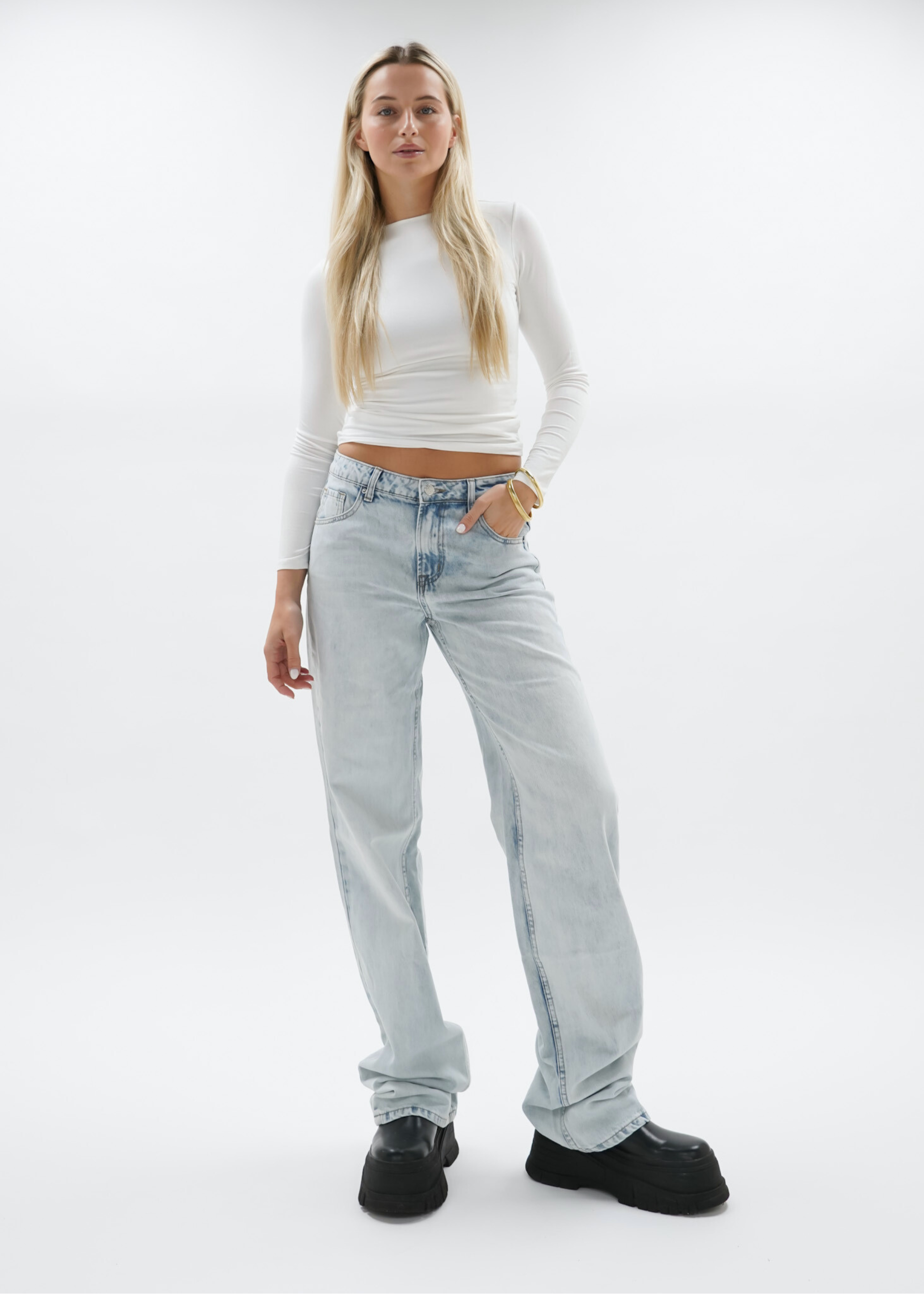 Jean taille basse bleu clair délavé (TALL)