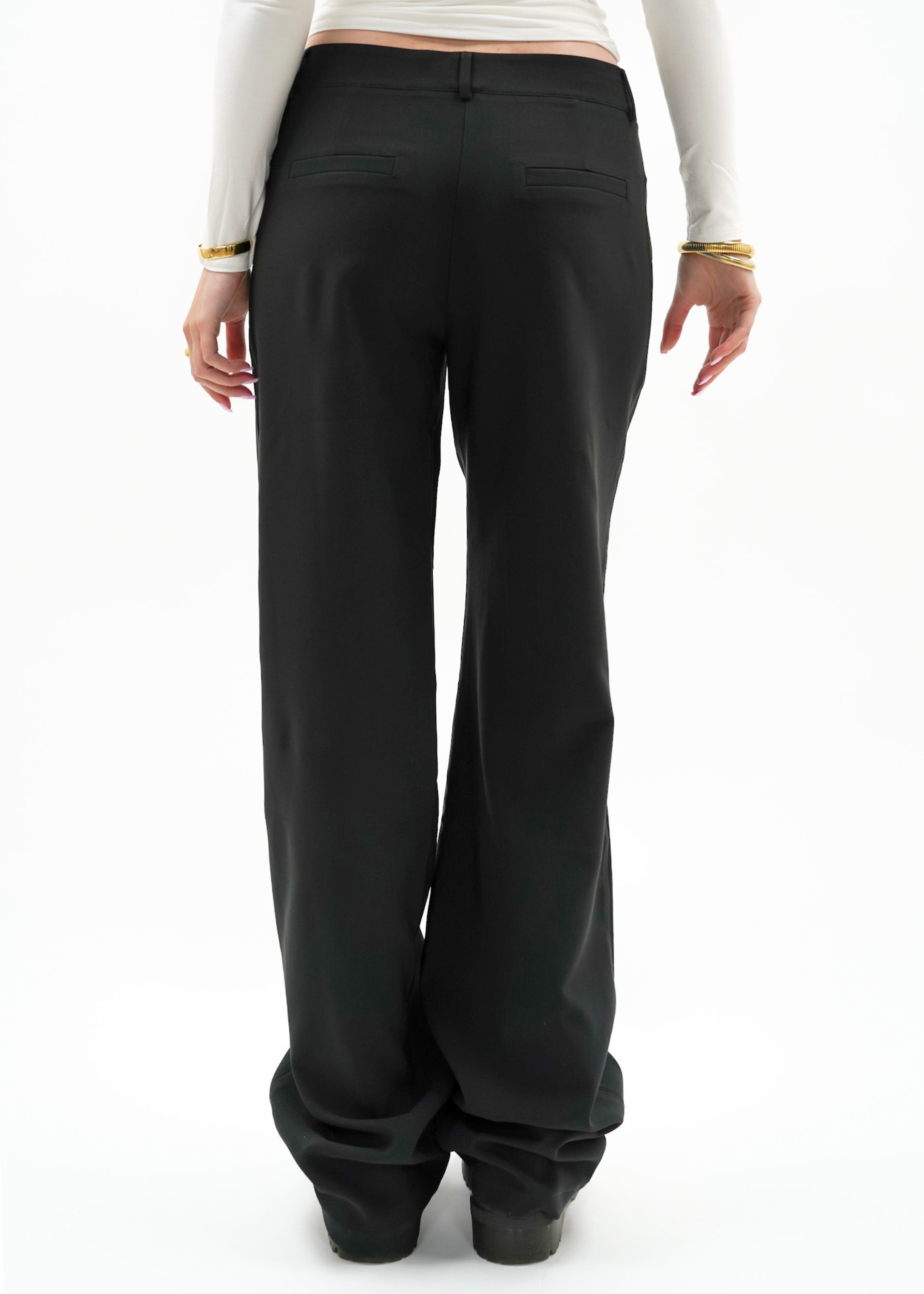 Low/mid waist wide leg pants casual black (tall)