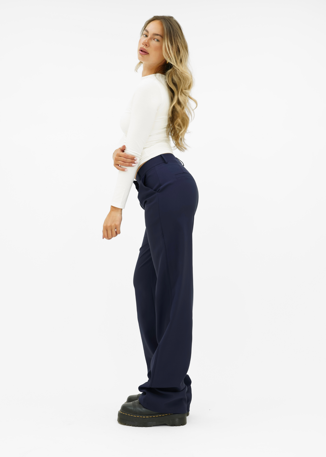 Low/mid waist wide leg pants casual night blue (tall)