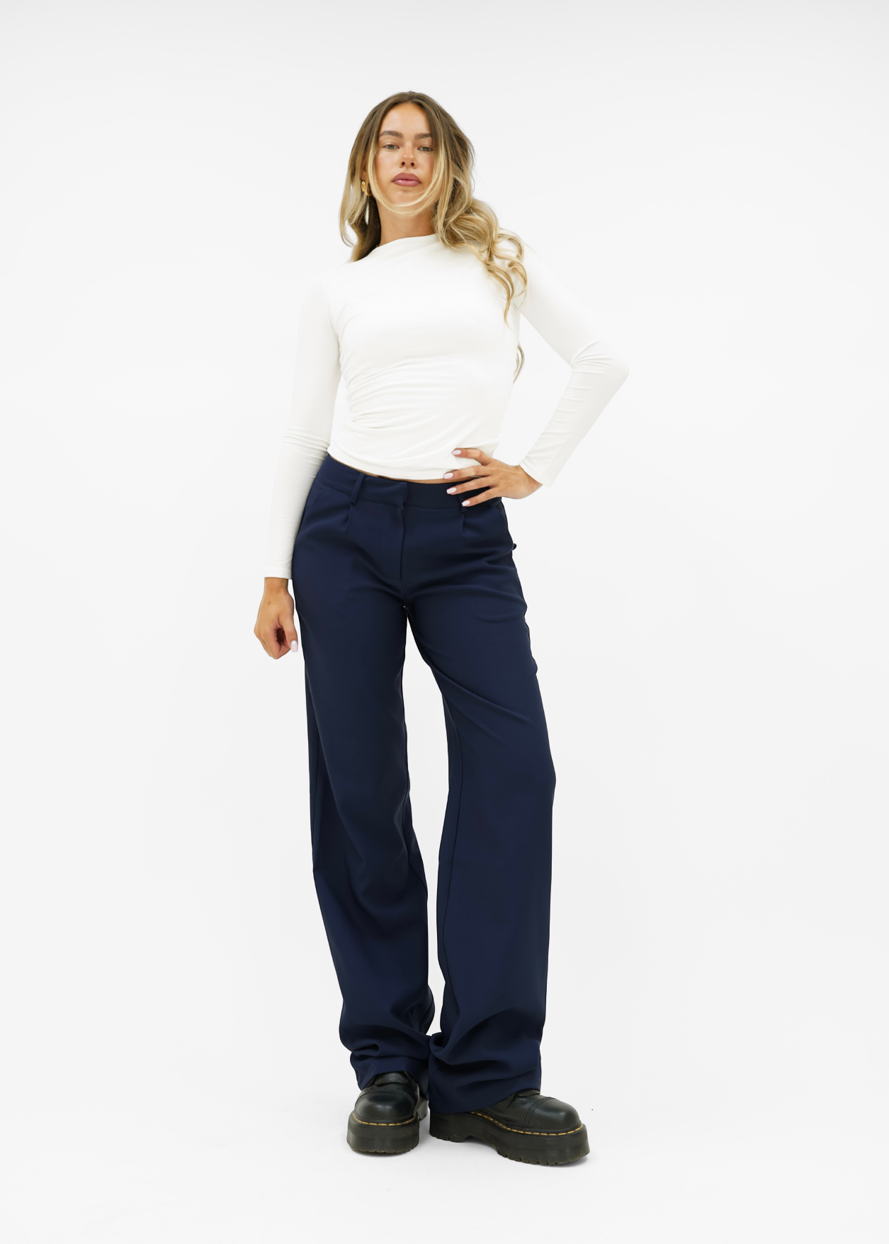 Low/mid waist wide leg pants casual night blue (tall)
