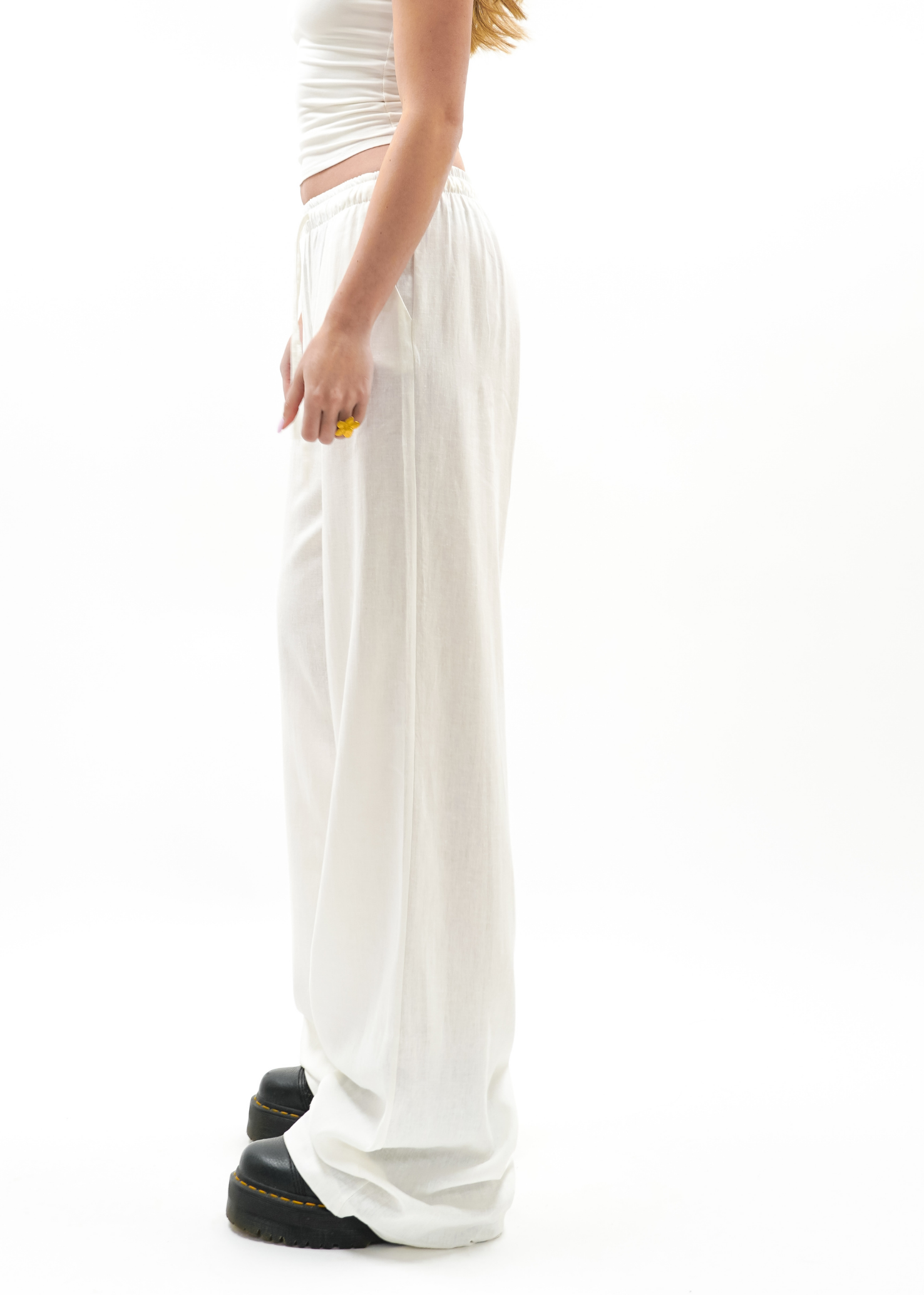 Low waist linnen pants (tall) white