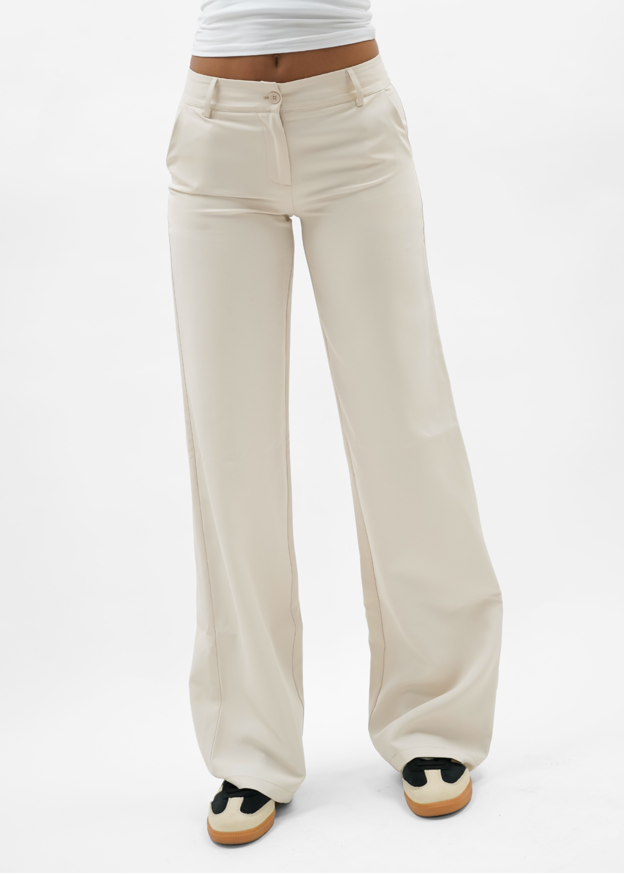 Low/mid waist pants casual crème (tall)