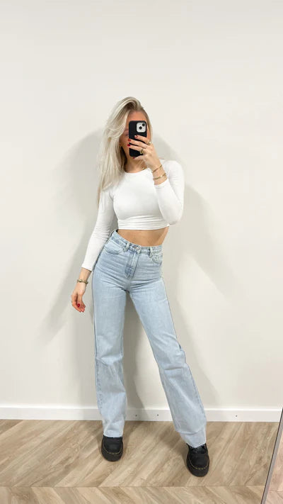 High waist straight leg jeans blue (REGULAR)