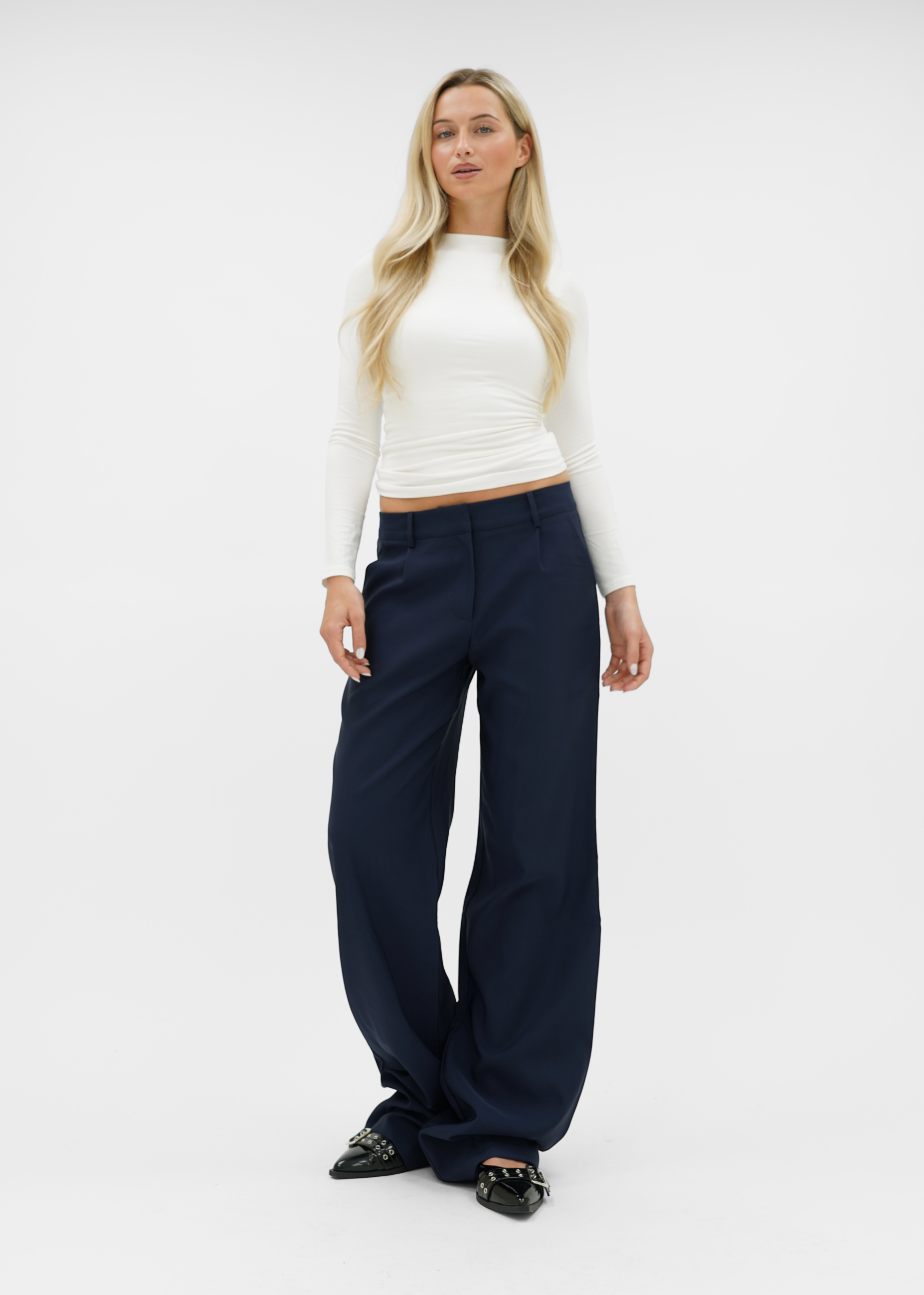 Low/mid waist wide leg pants casual night blue (tall)