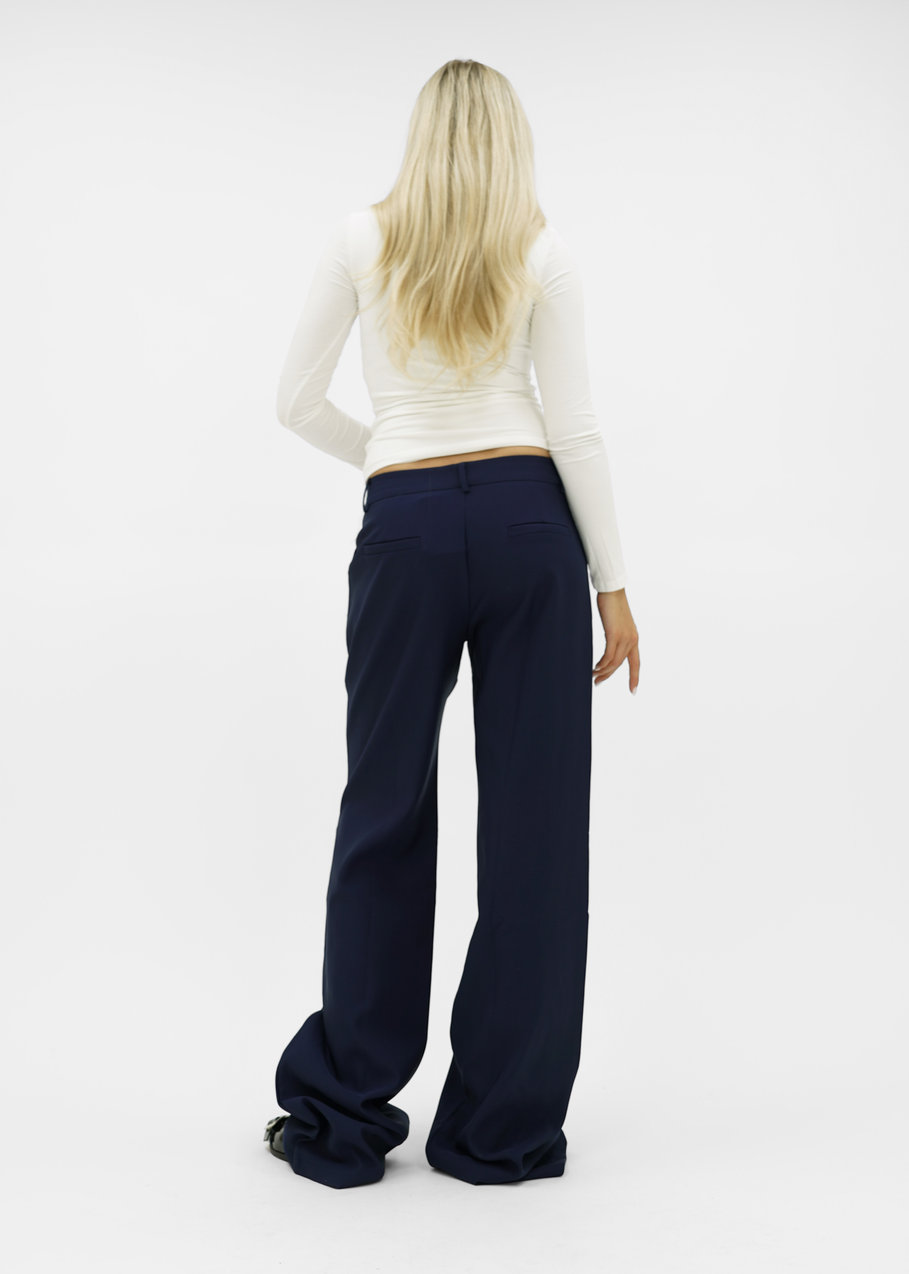 Low/mid waist wide leg pants casual night blue (tall)