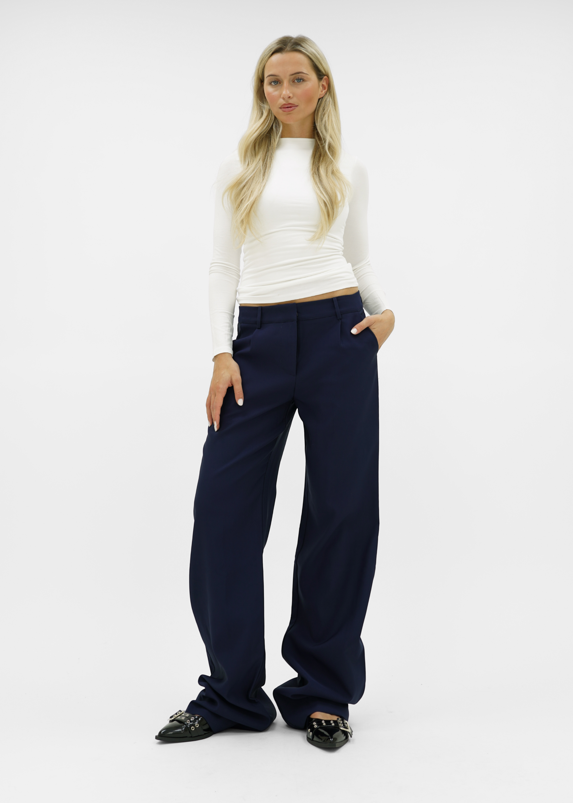 Low/mid waist wide leg pants casual night blue (tall)