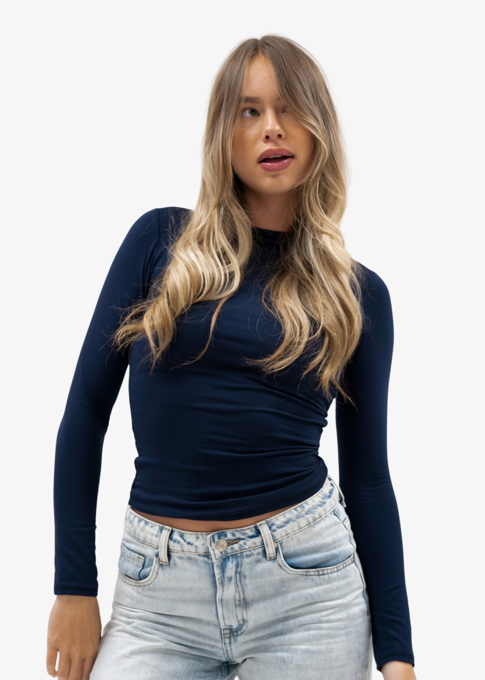 Lång ärm topp lång natt blå