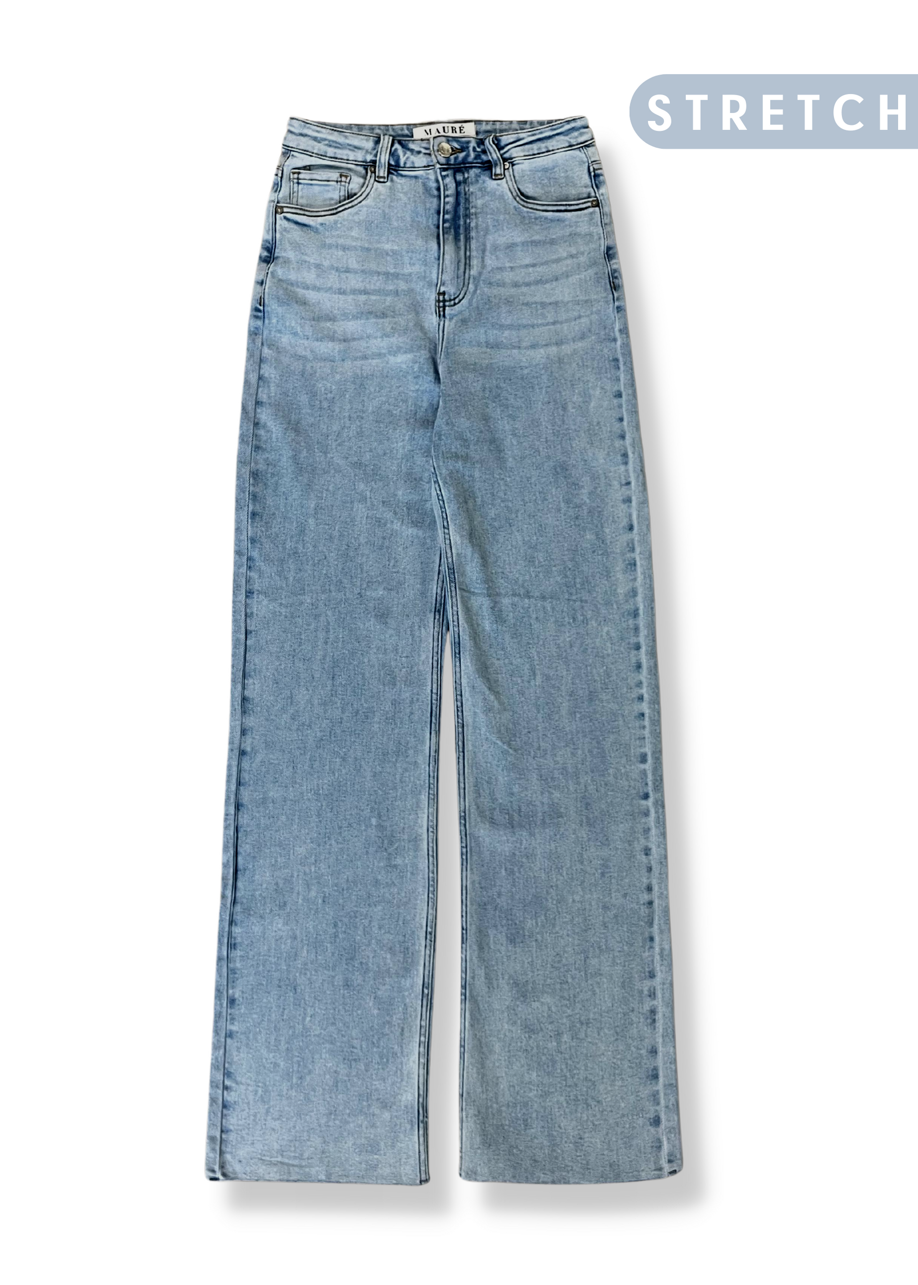 Hohe Taille gerade Bein Jeans dunkel gewaschen blau