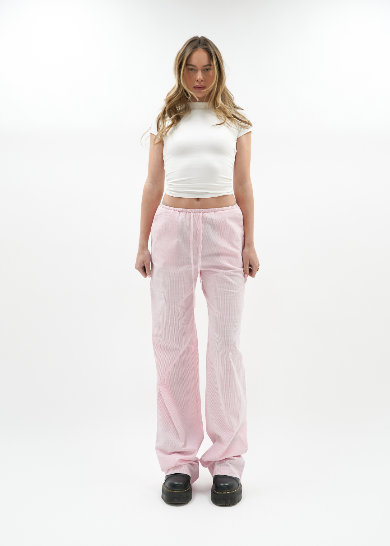 Striped pants (tall) pink