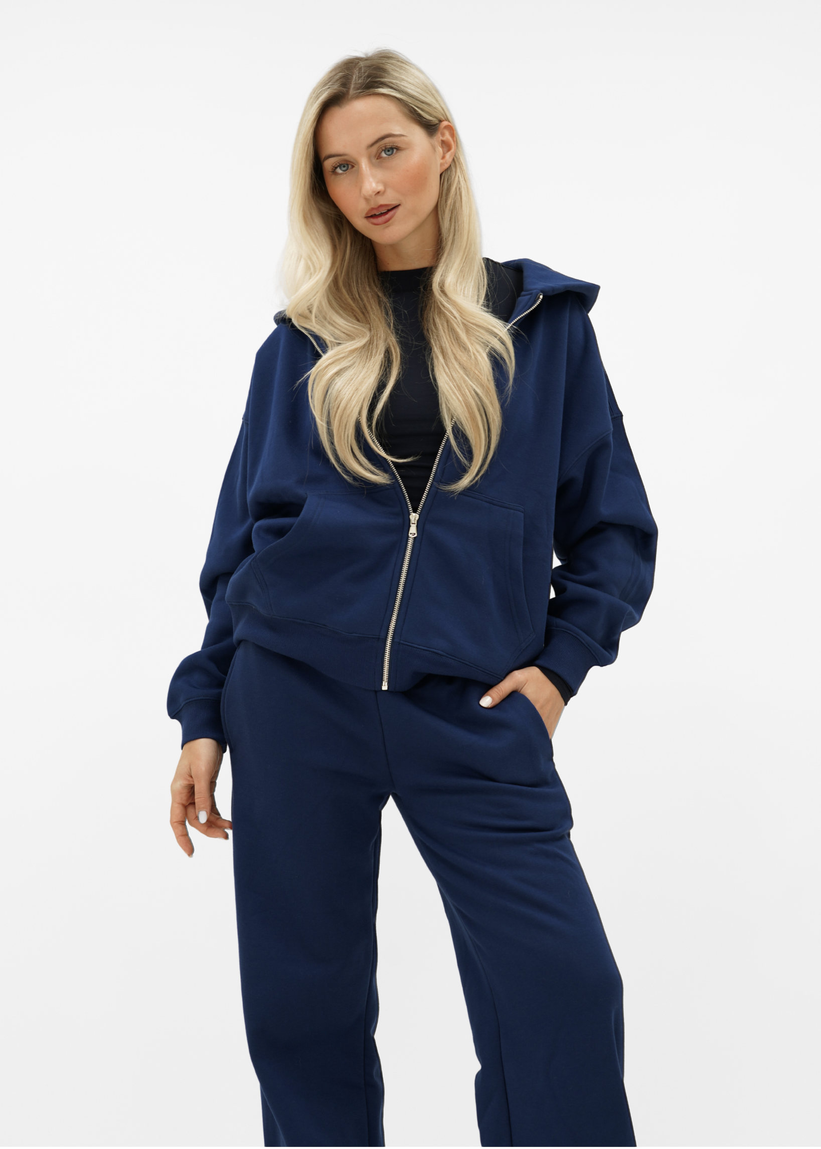Basic zip hoodie night blue (tall)