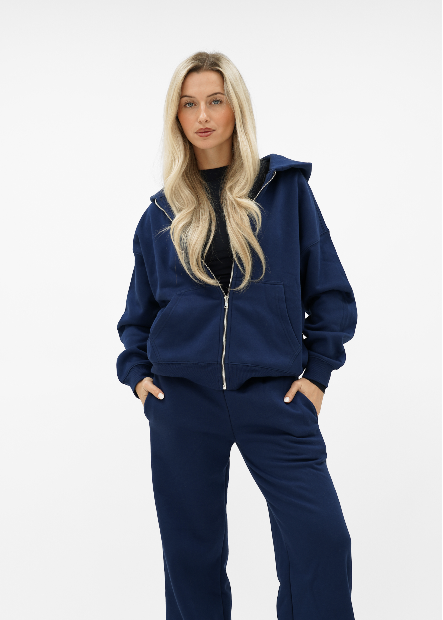 Basic zip hoodie night blue (tall)