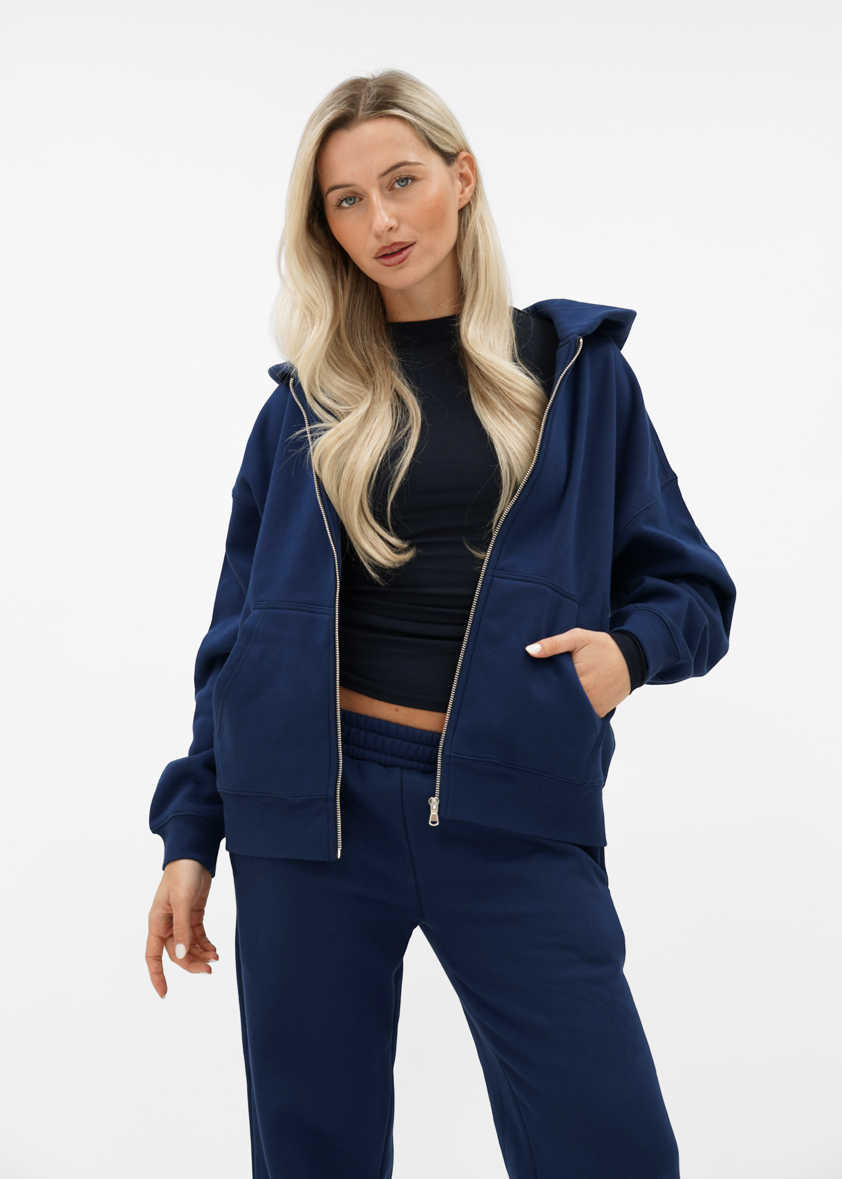 Basic zip hoodie night blue (tall)