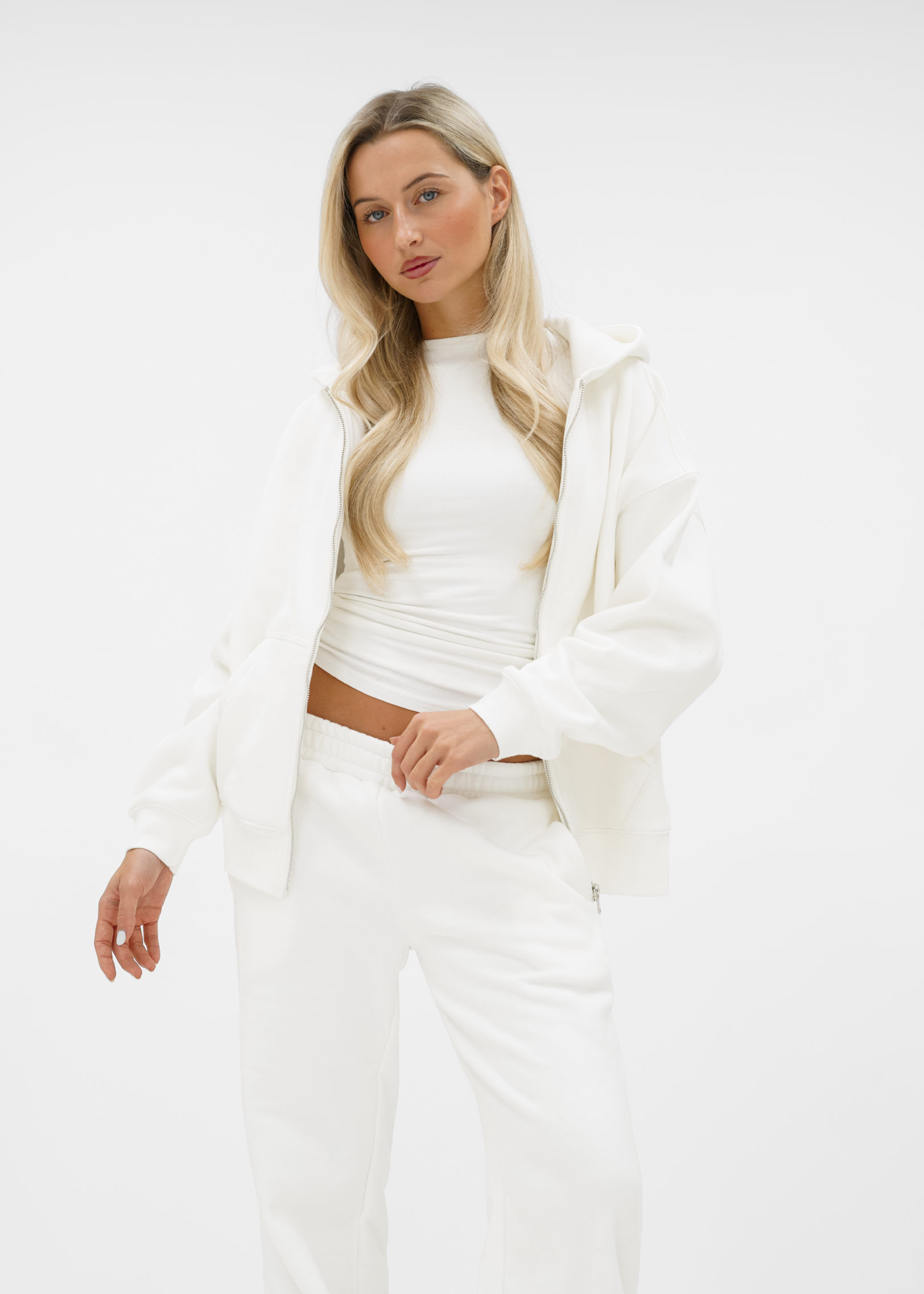Basic zip hoodie white (tall)