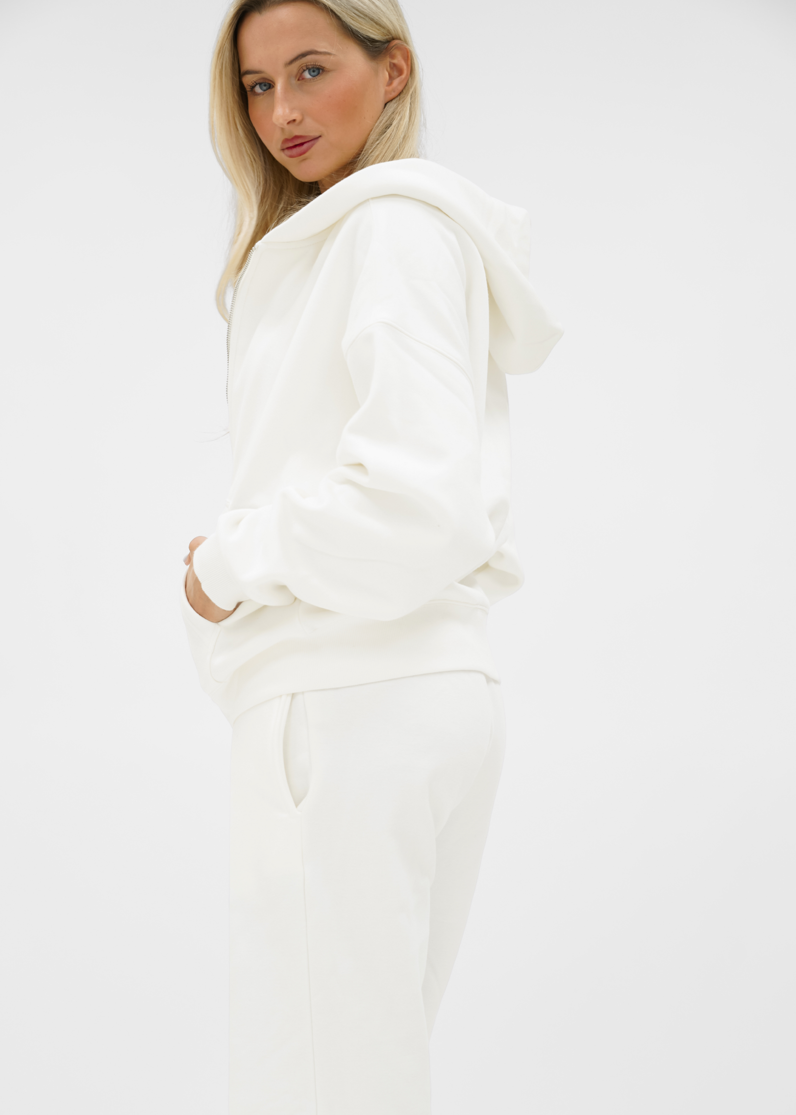 Basic zip hoodie white (tall)