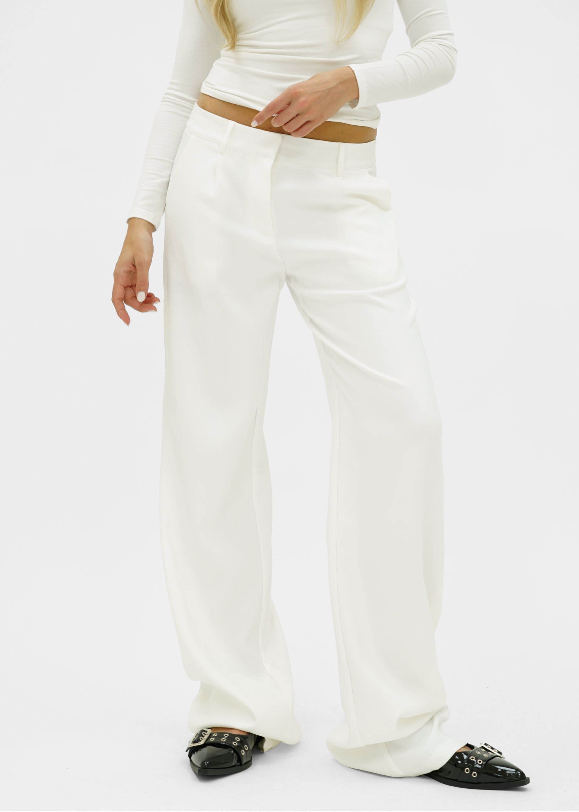 Low/mid waist wide leg pants casual white (tall)