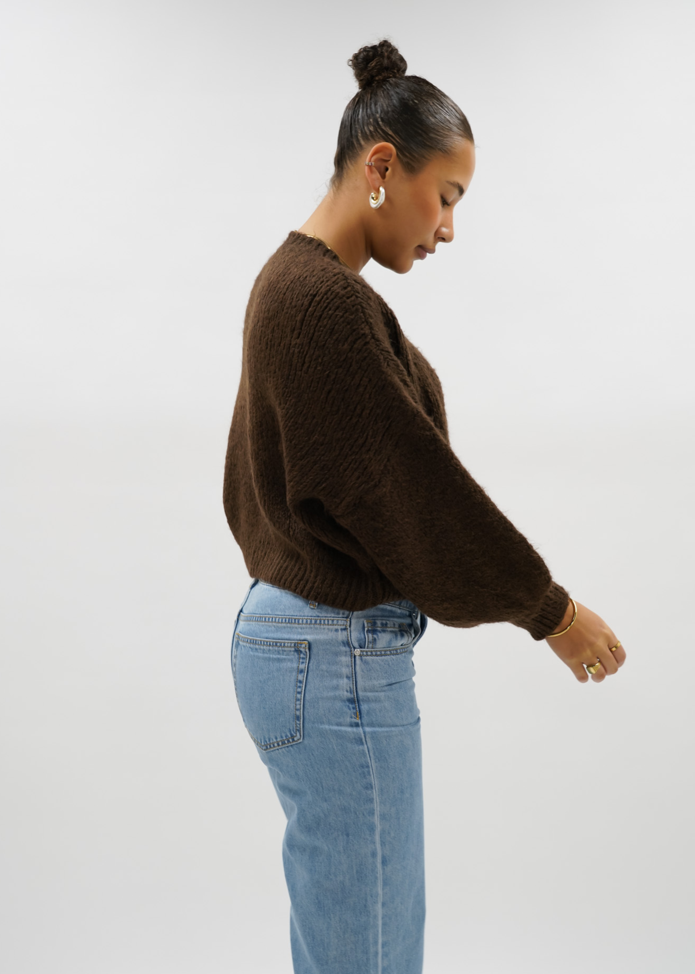 Knitted sweater chocolate brown (tall)