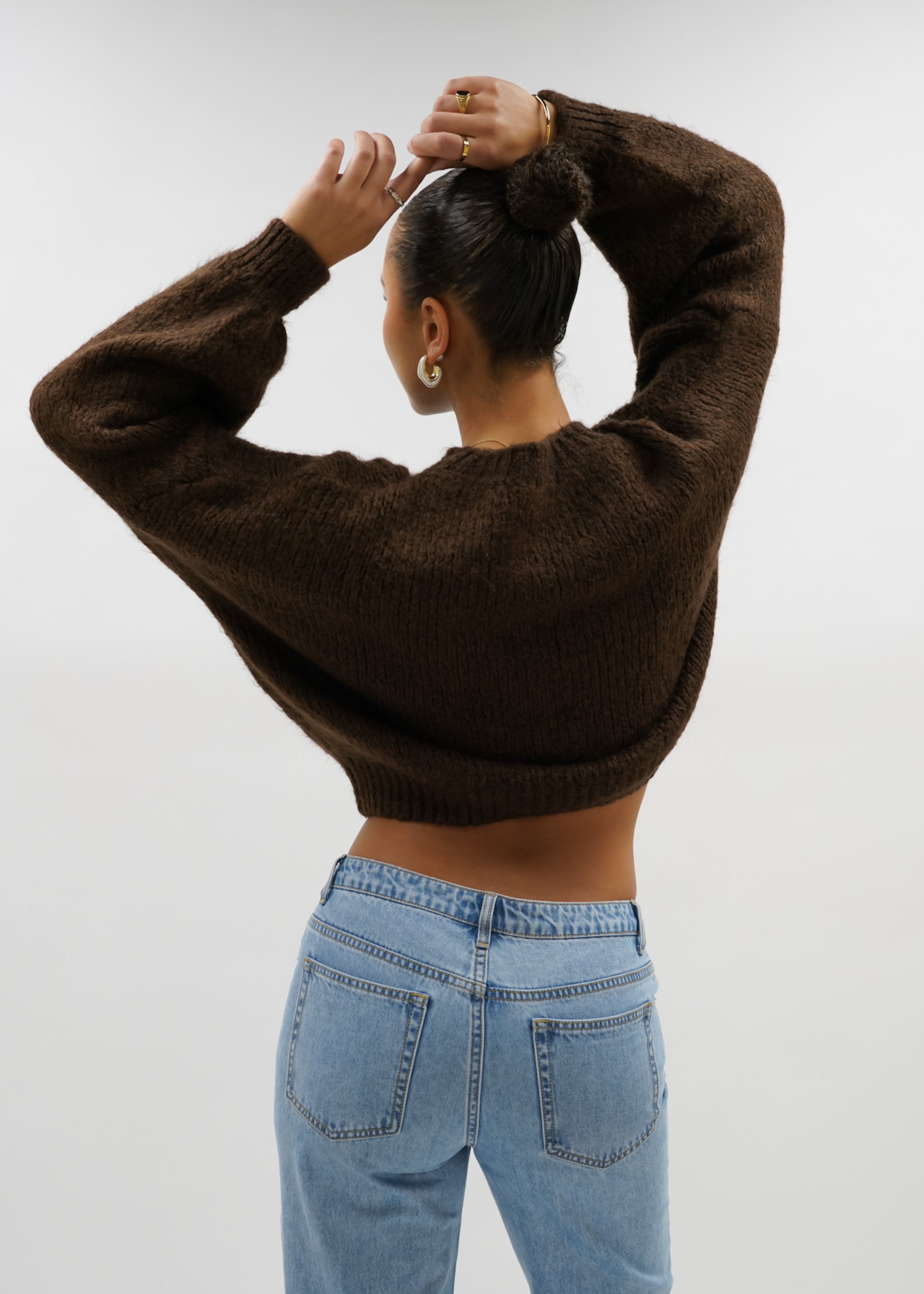 Knitted sweater chocolate brown (tall)