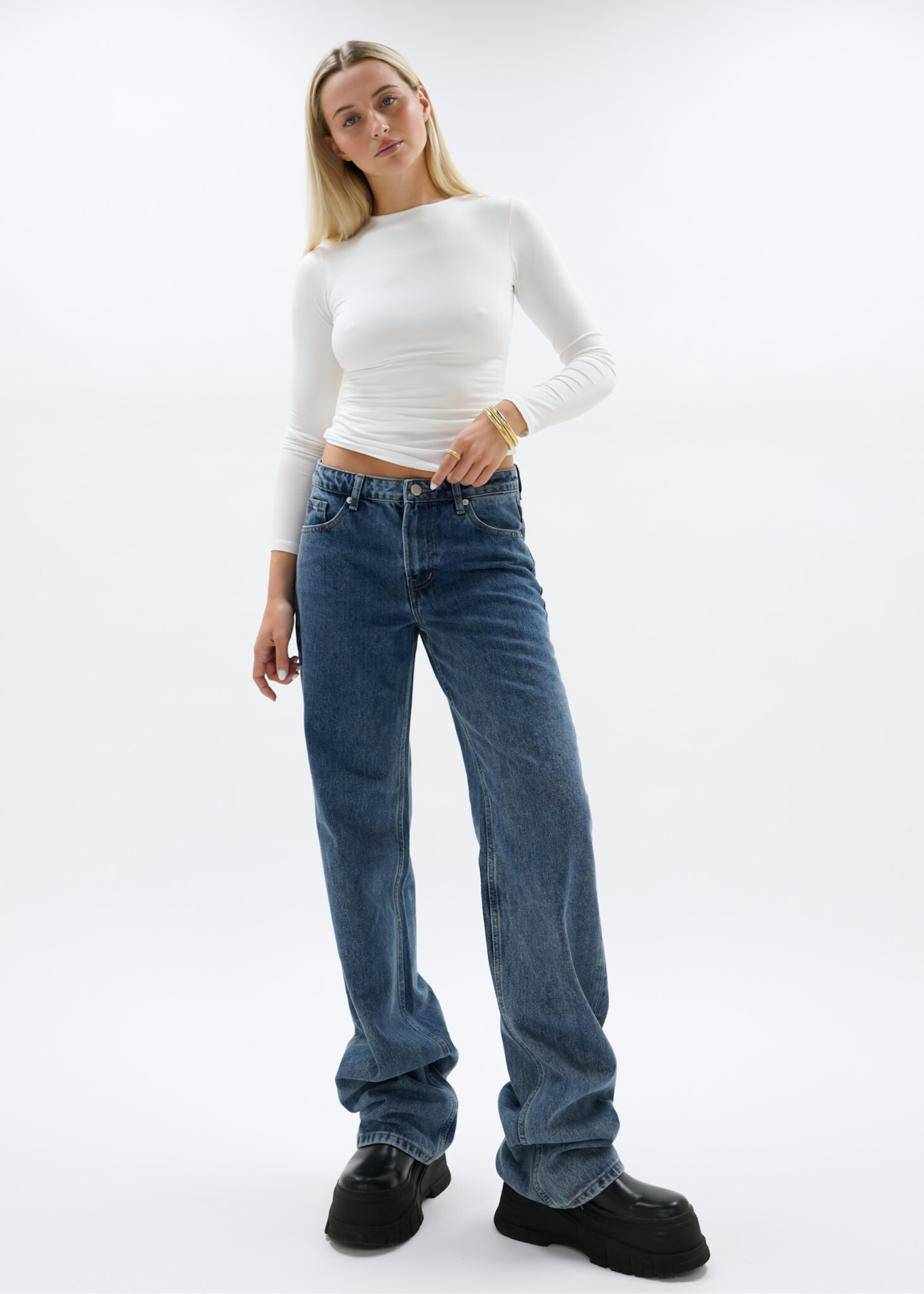 Jeans taille basse bleu foncé (TALL)