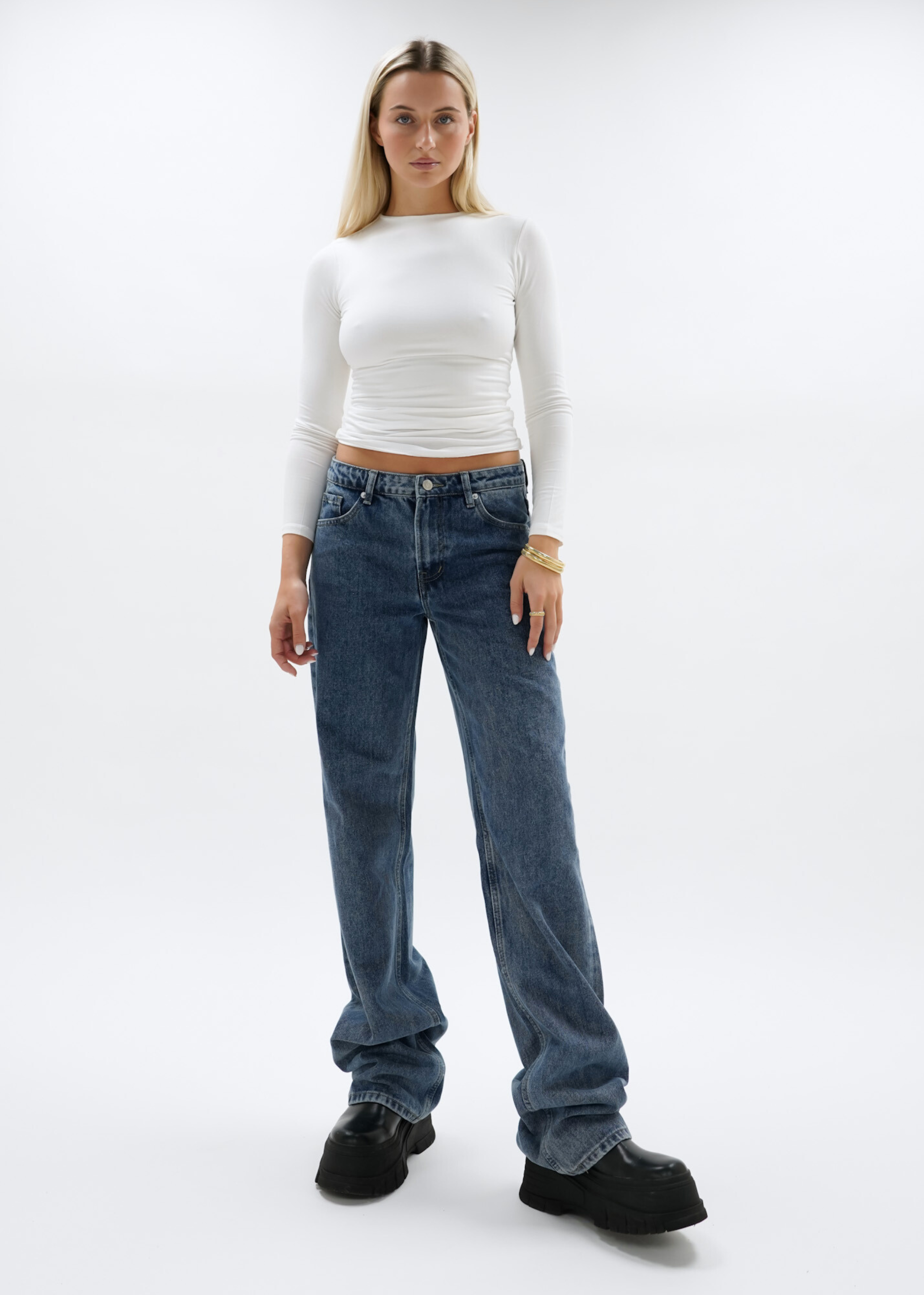 Jeans taille basse bleu foncé (TALL)