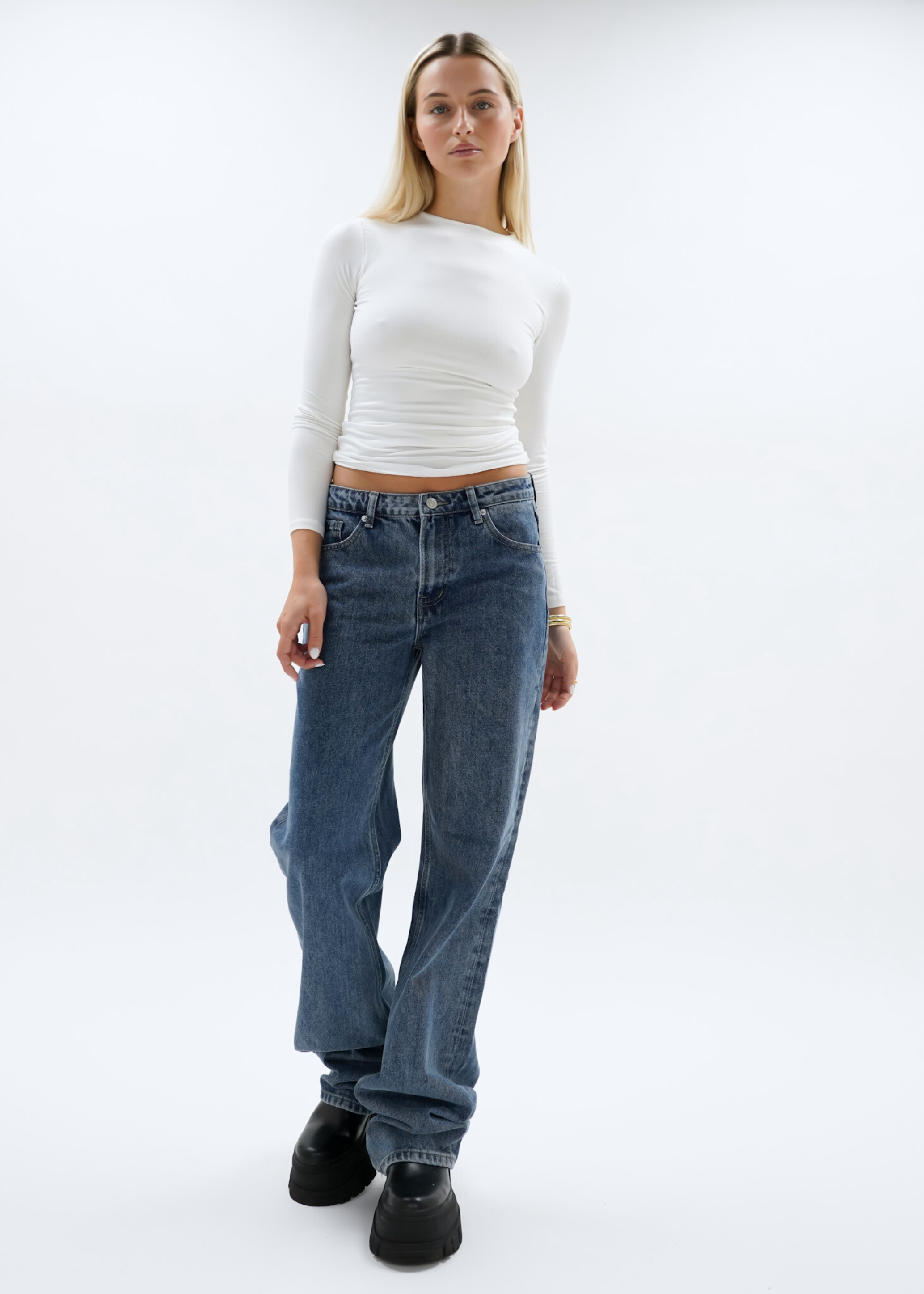 Jeans taille basse bleu foncé (TALL)