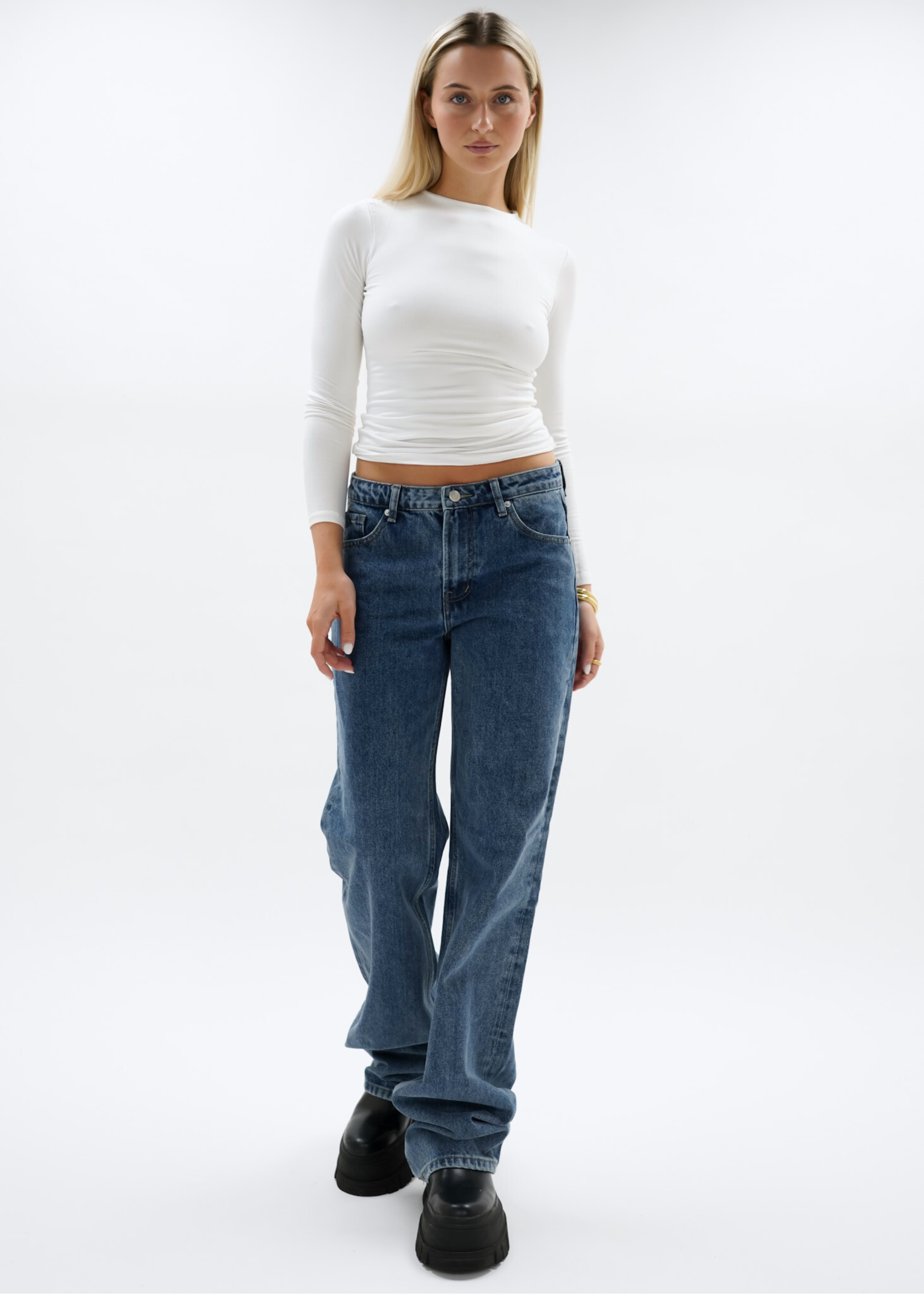 Jeans taille basse bleu foncé (TALL)