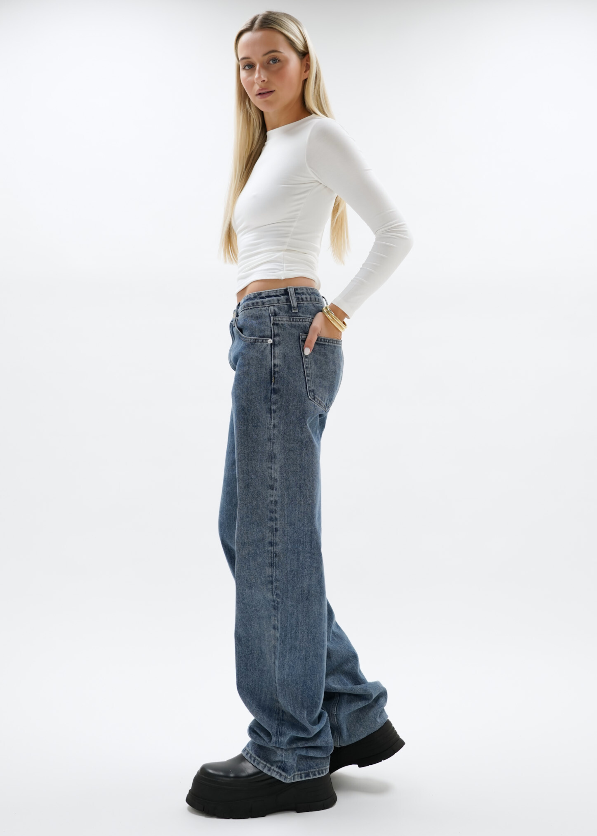 Jeans taille basse bleu foncé (TALL)