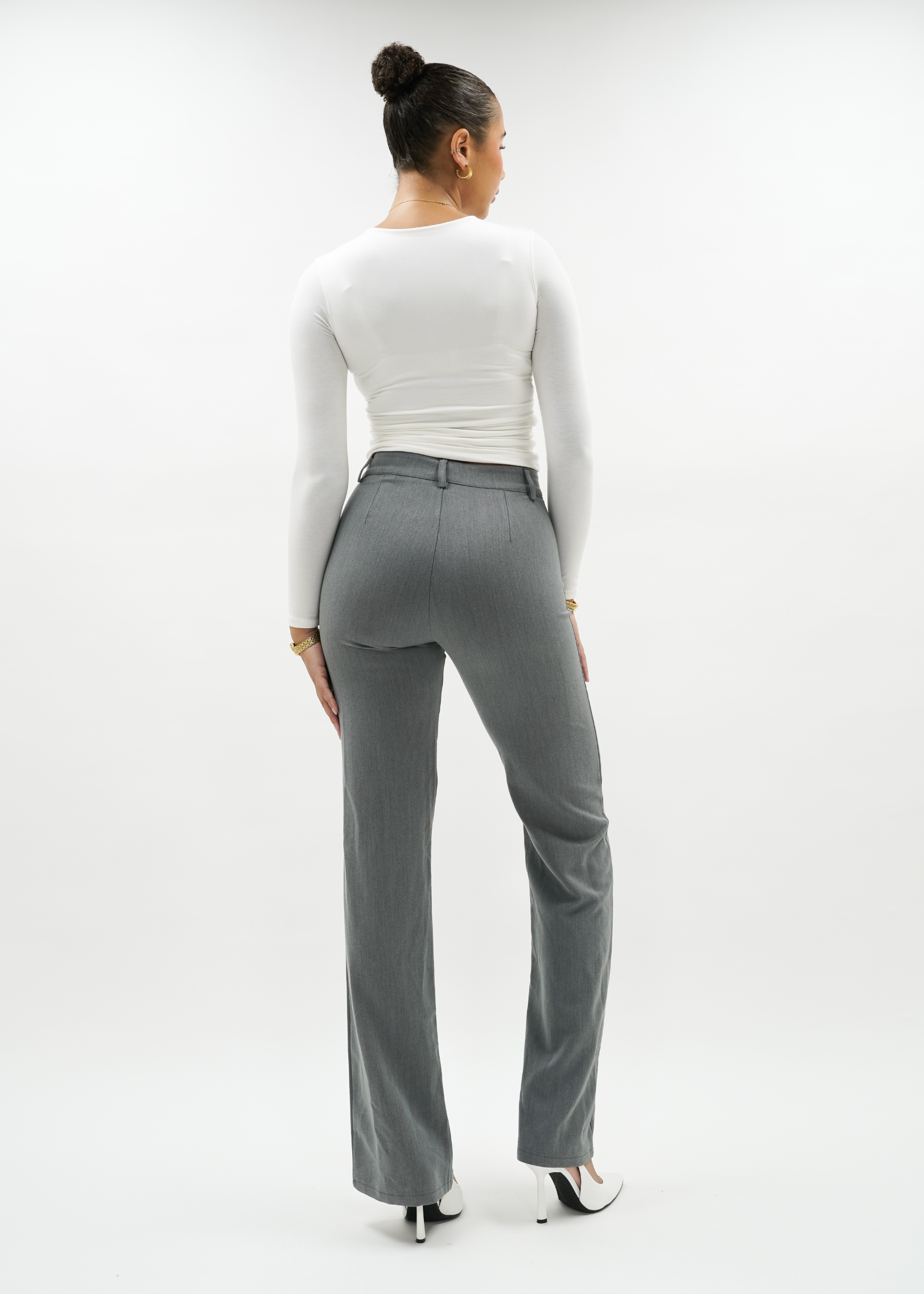 Straight leg pants with pressfold light washed grey (TALL)