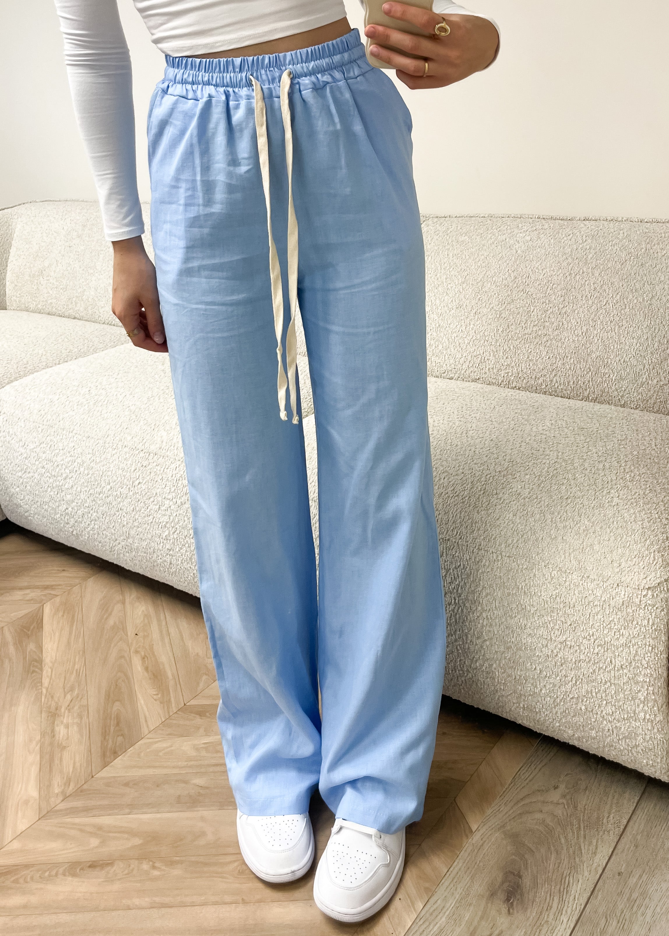 Pantalon en lin bleu clair (TALL)