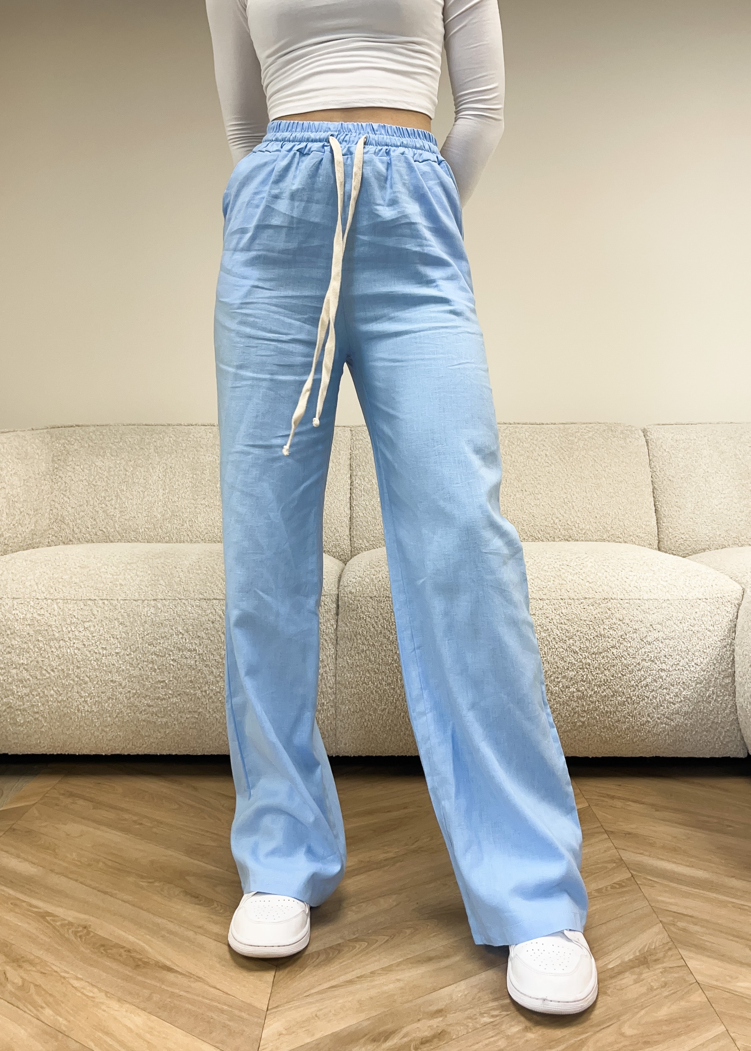 Pantalon en lin bleu clair (TALL)