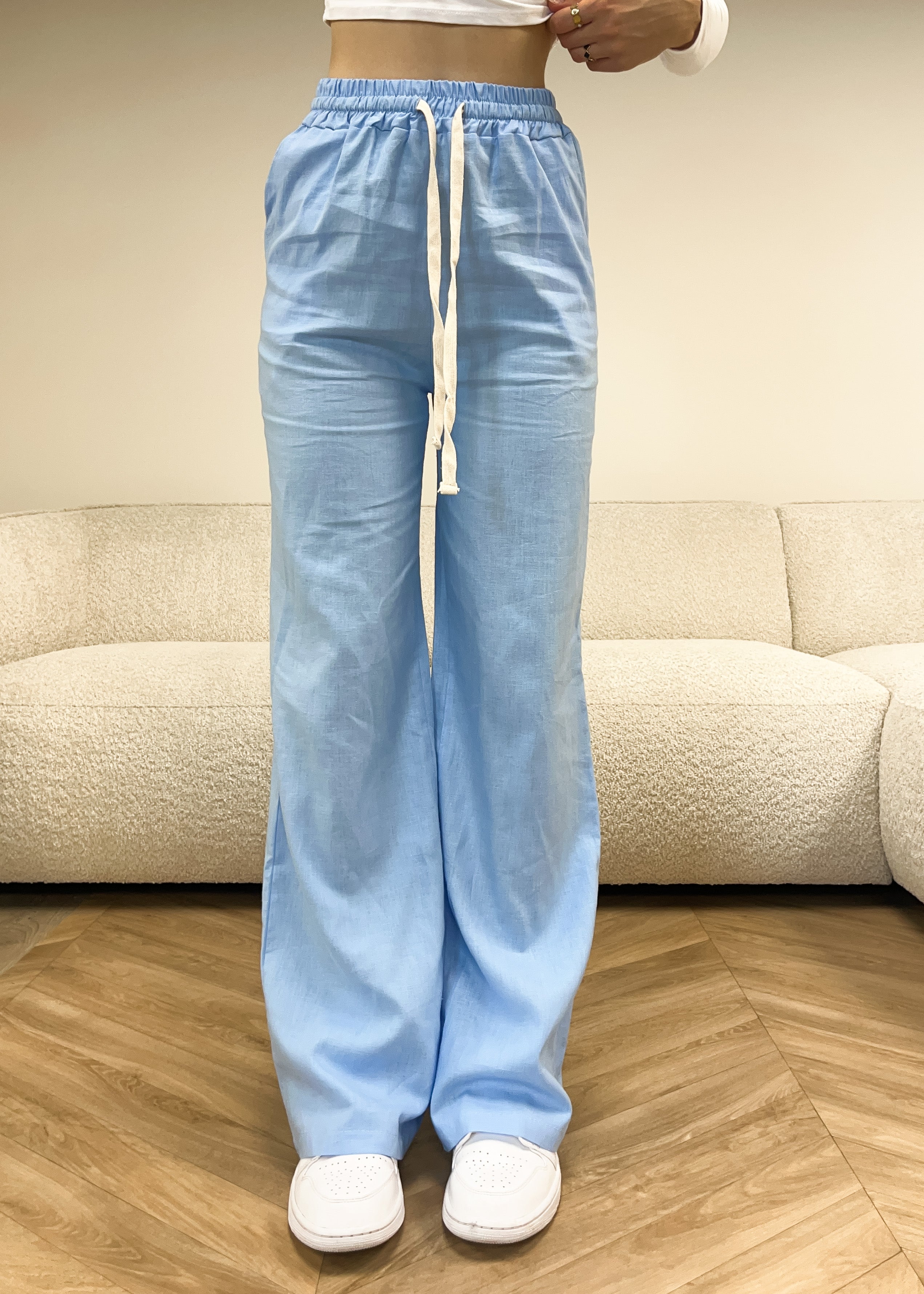 Pantalon en lin bleu clair (TALL)