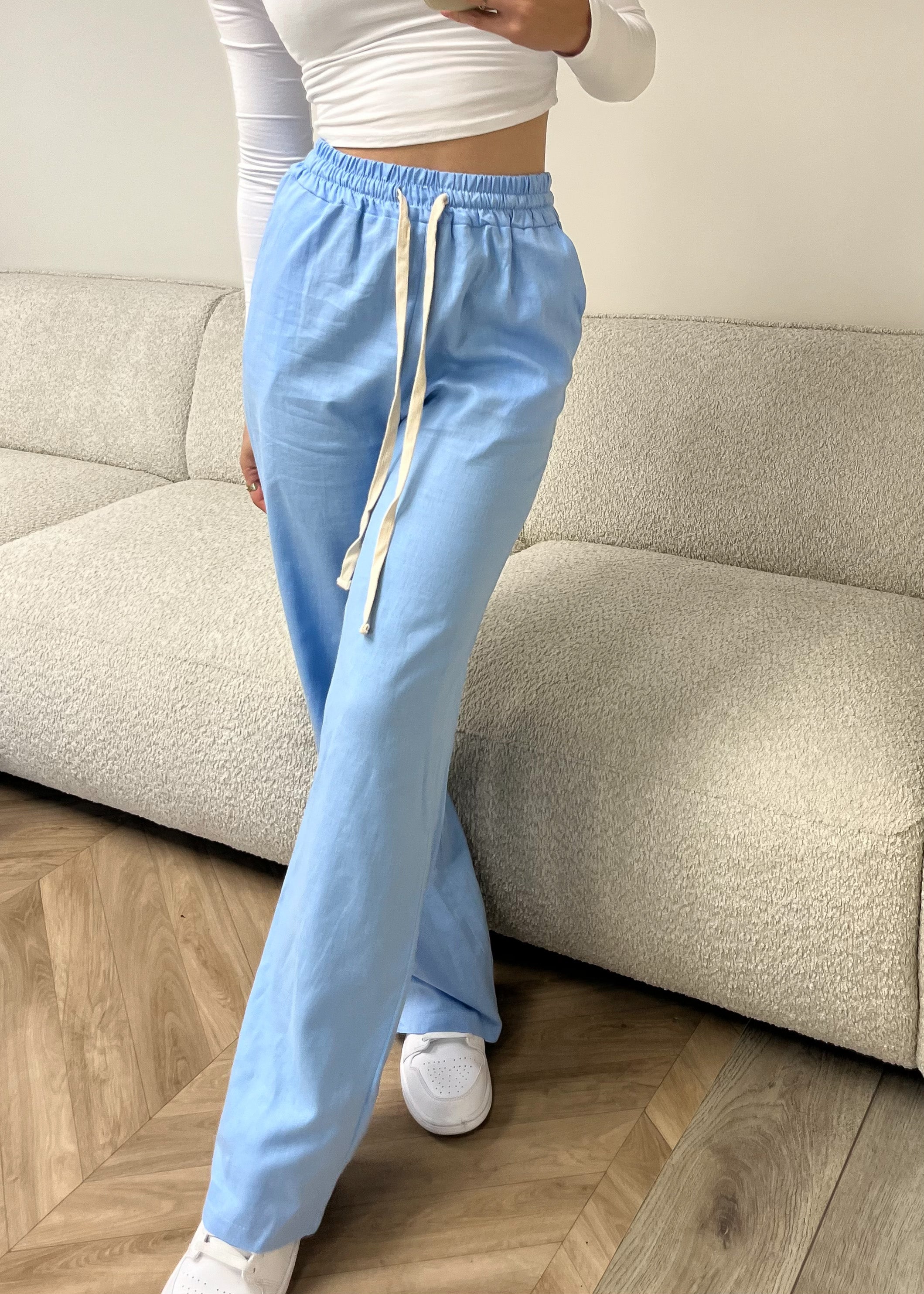 Pantalon en lin bleu clair (TALL)