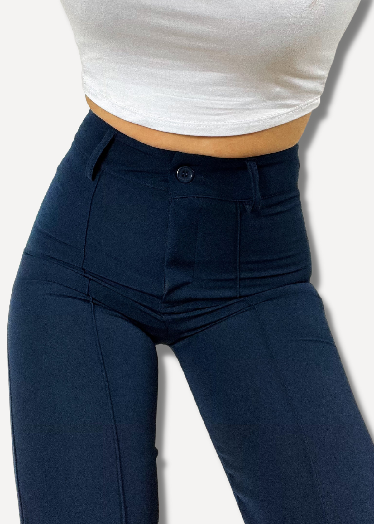 Straight leg pants met pressfold night blue (regular)