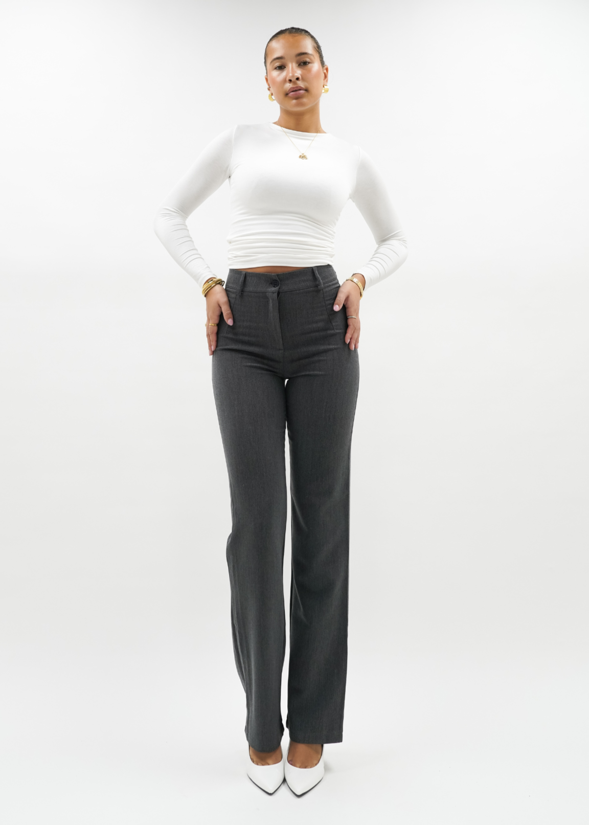 Straight leg pants classic dark washed grey (tall)