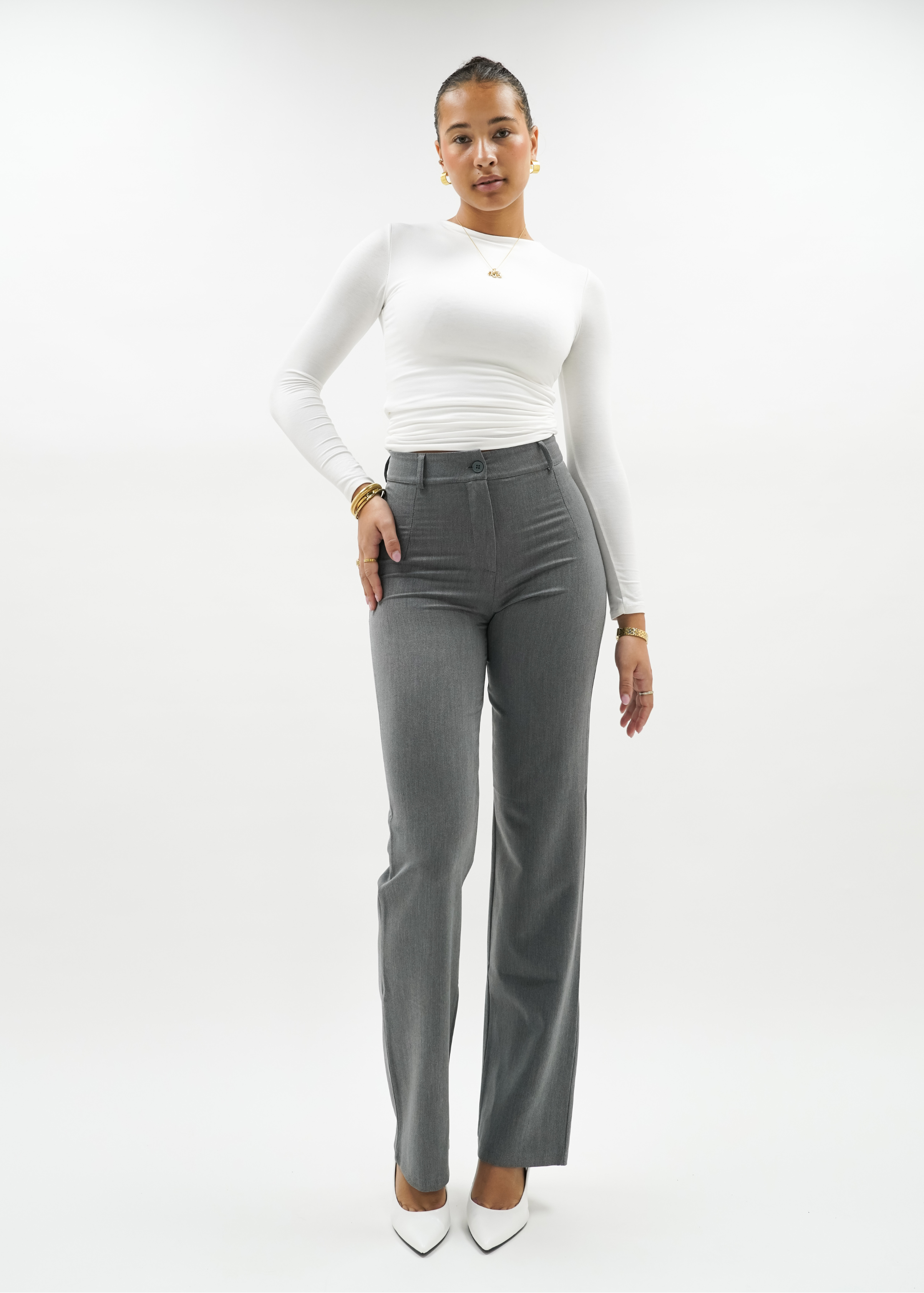 Straight leg pants classic light washed grey (tall)