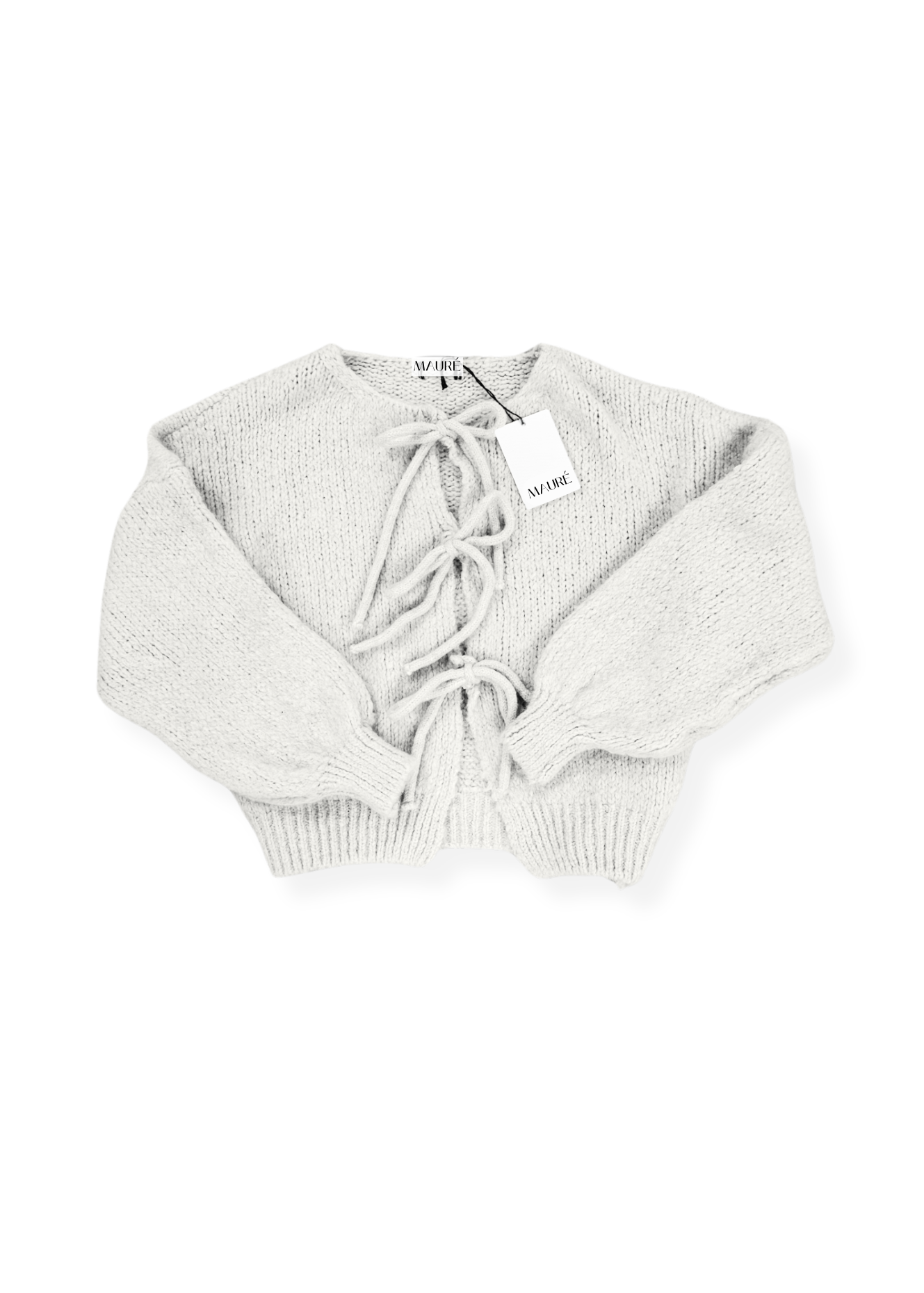 Knitted bow sweater off-white (tall)