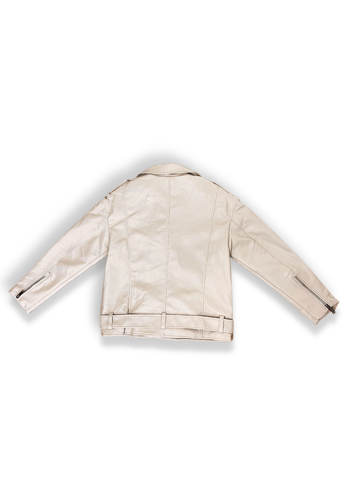 Übergroße Bikerjacke beige