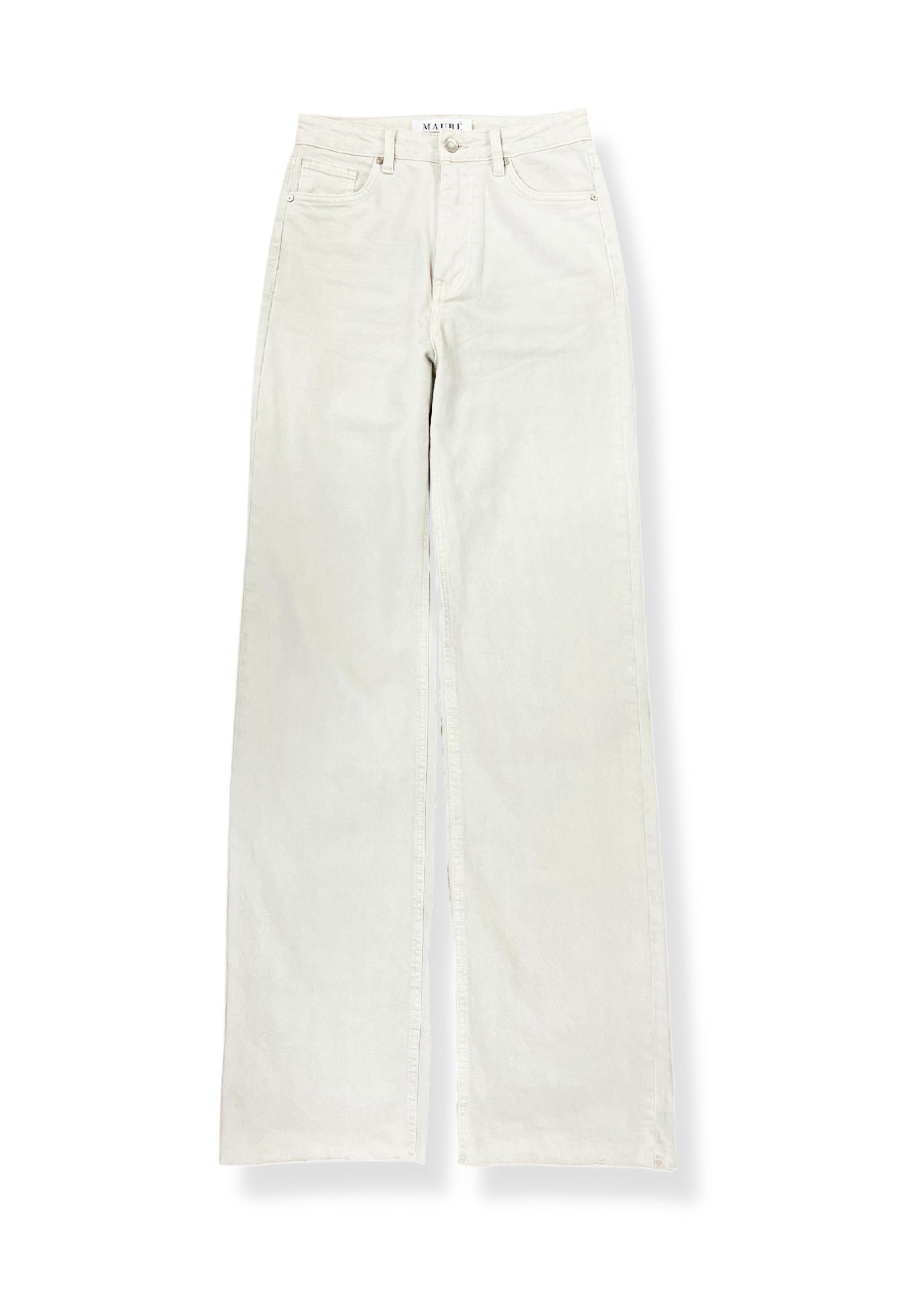 High waist straight leg jeans crème (REGULAR)