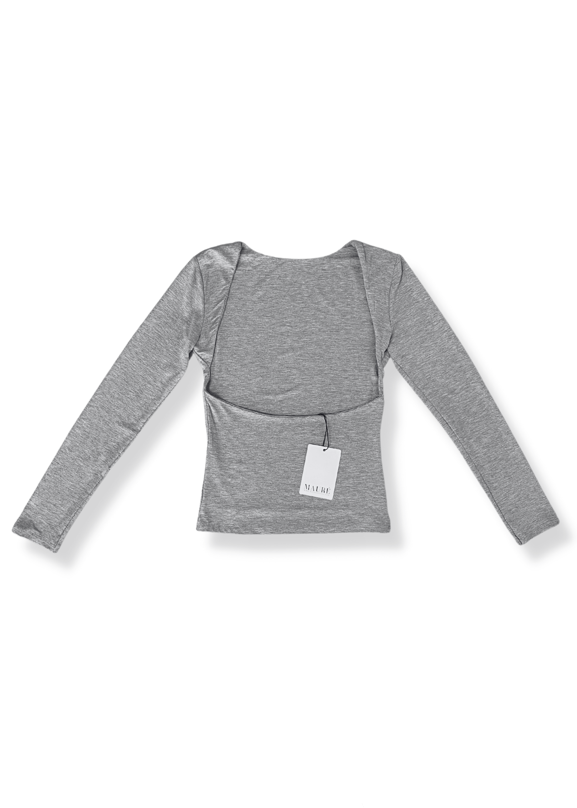 Long sleeve backless top light grey melange