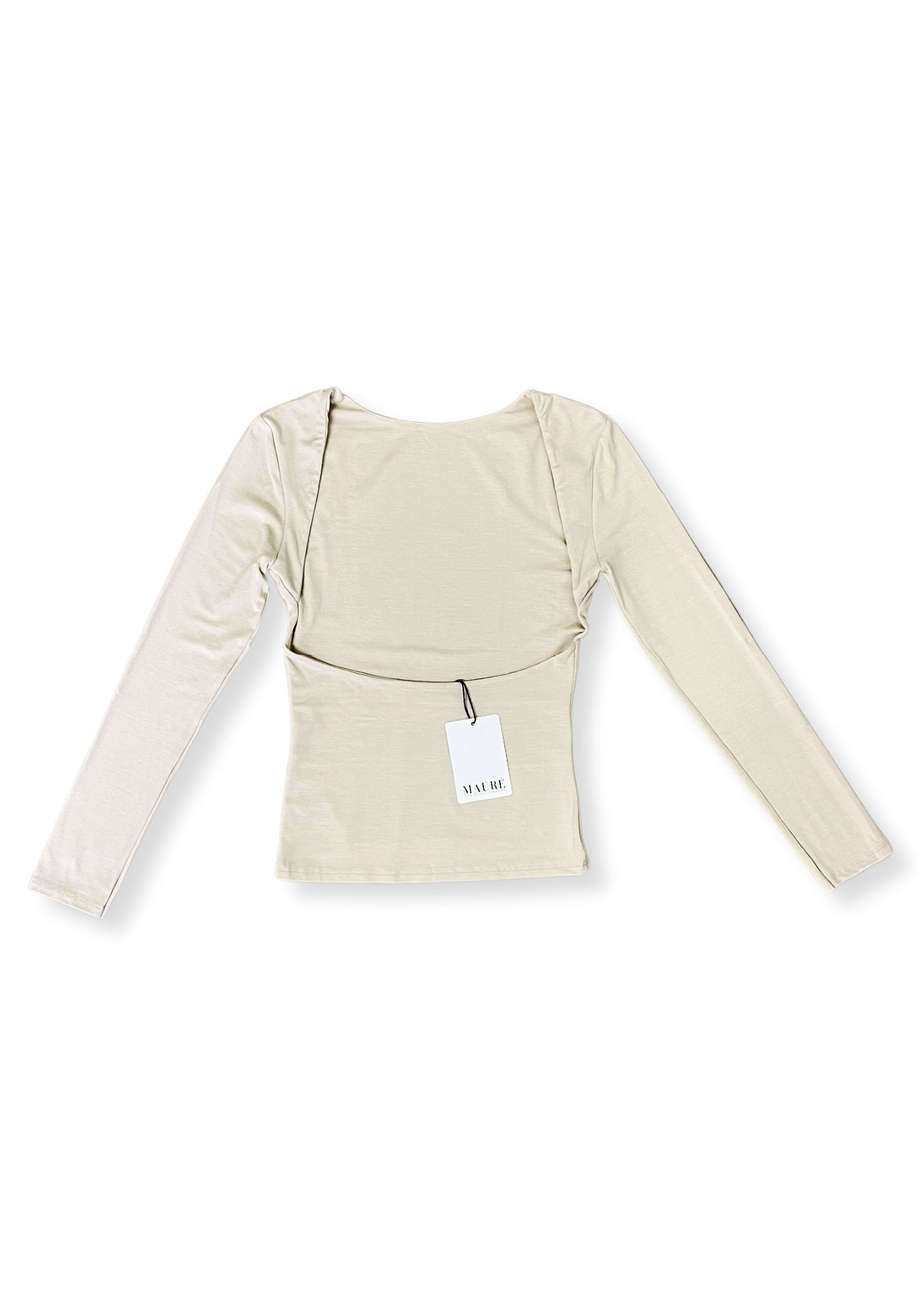 Long sleeve backless top beige