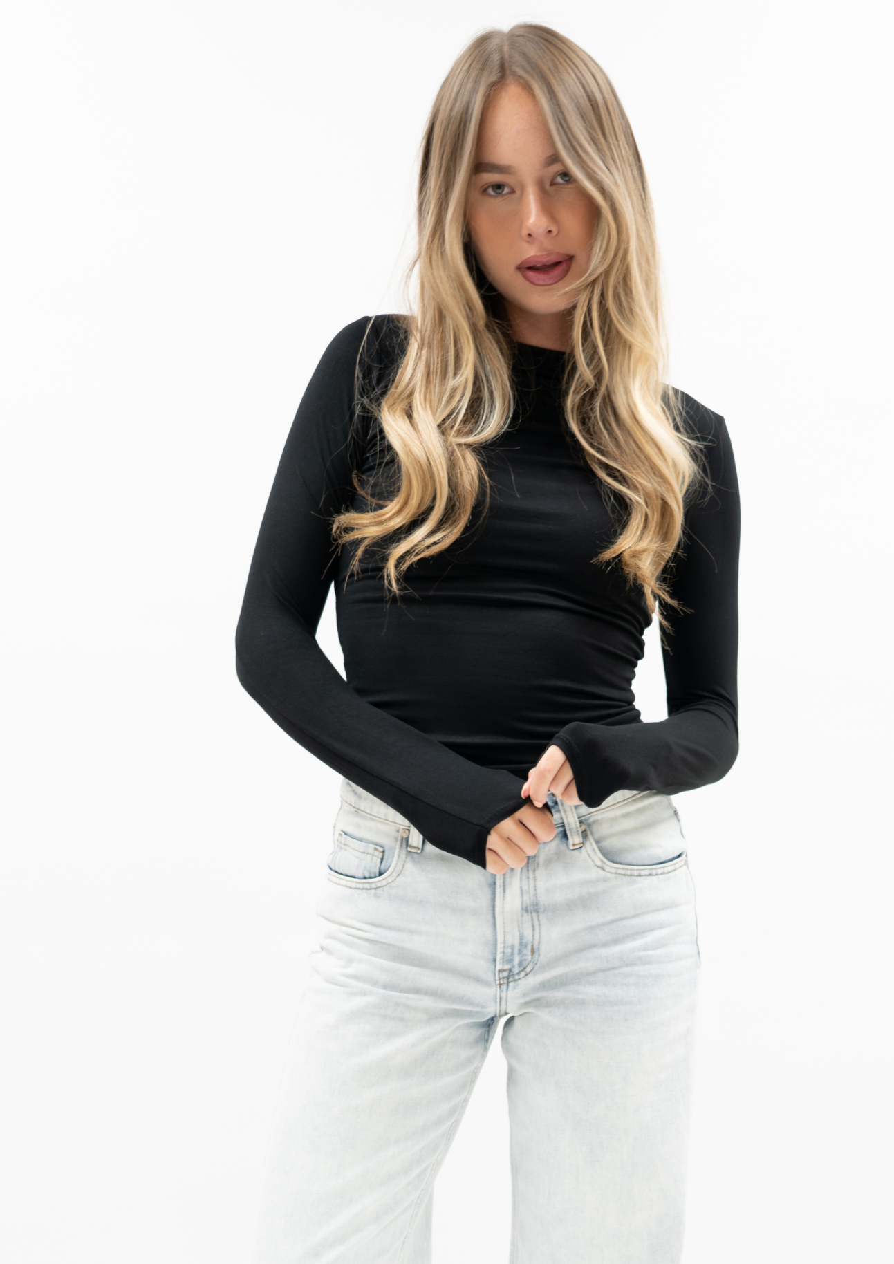Long sleeve top long black
