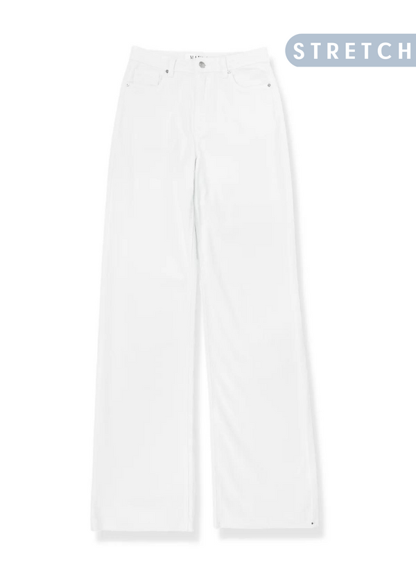 Hög midja raka ben jeans vit