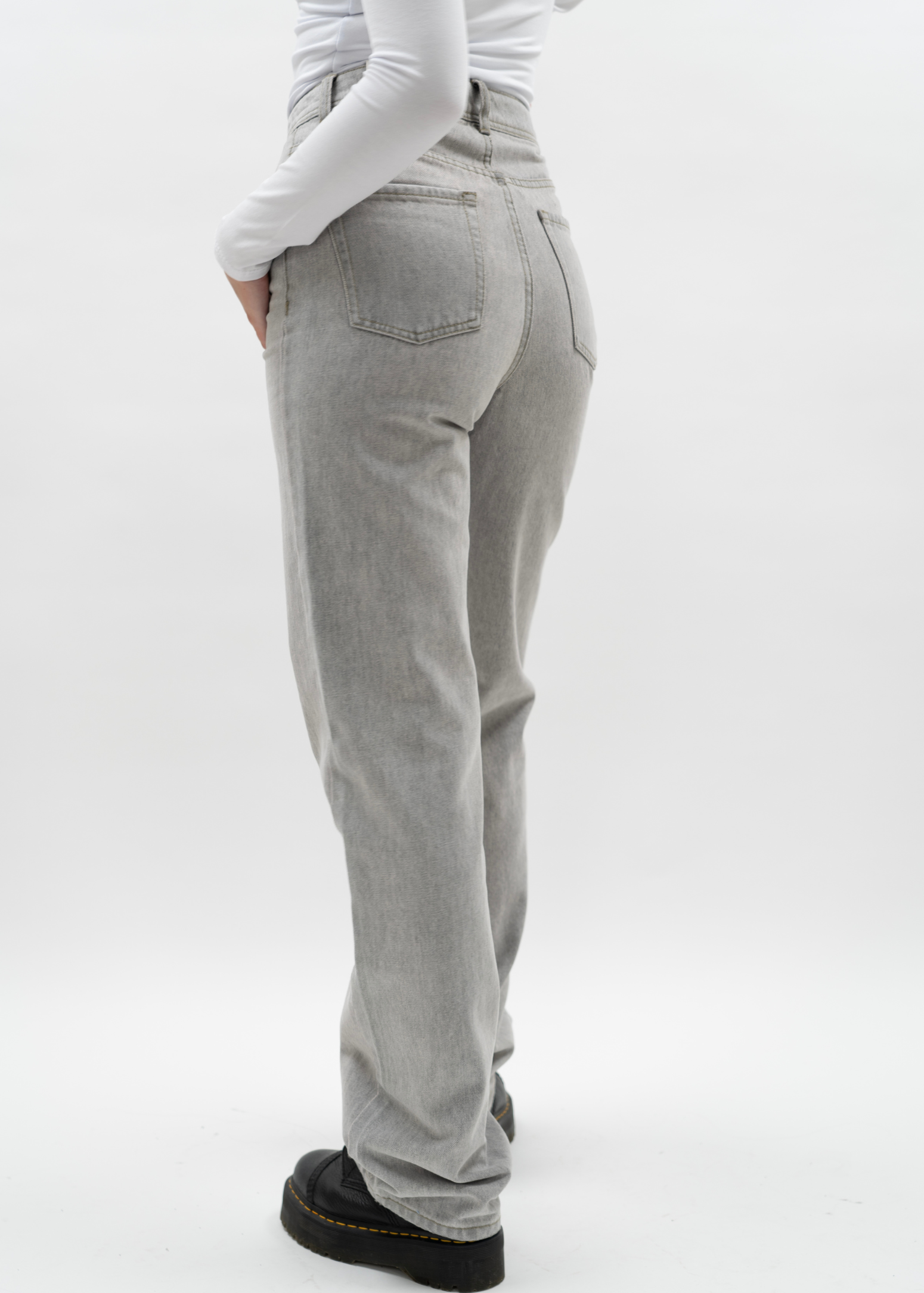 High waist straight leg jeans 90's light gray (TALL) - Mauré